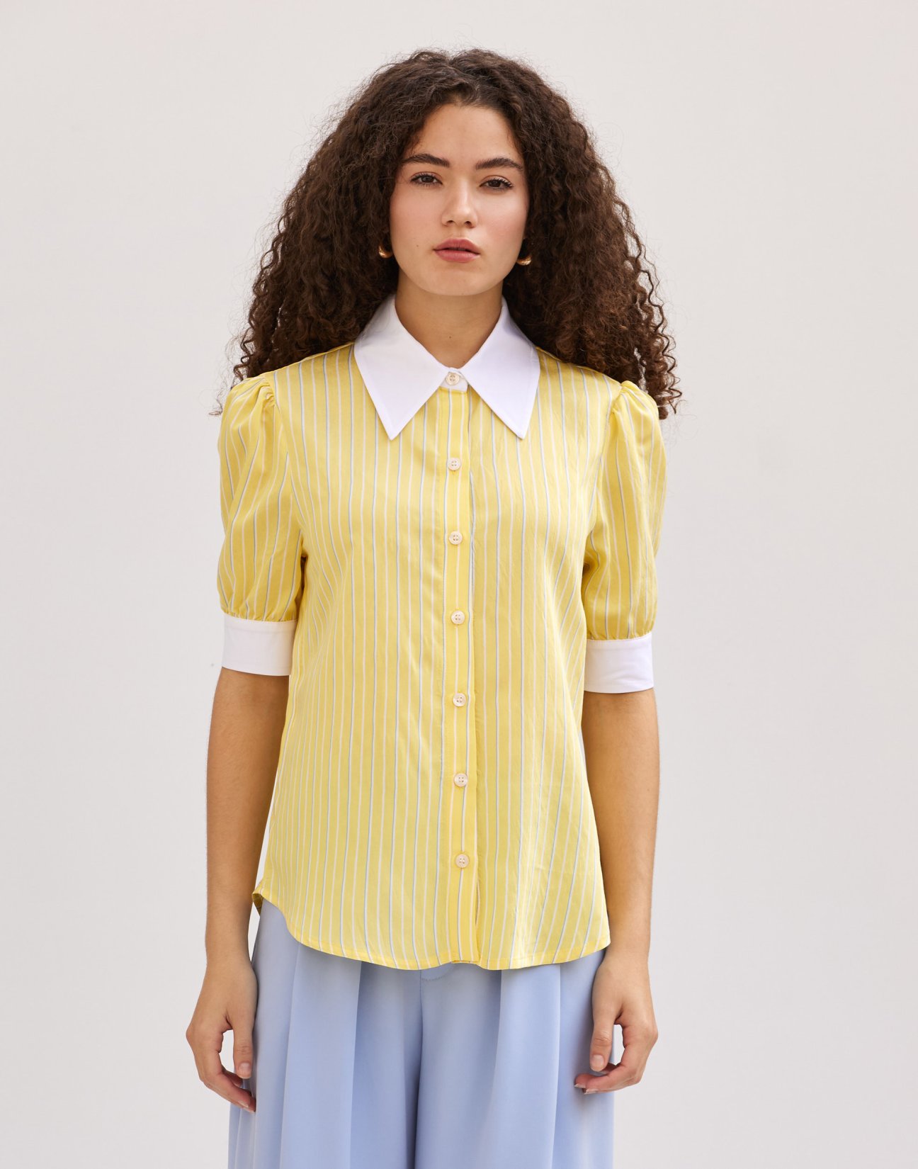 Shirt with poplin detail
