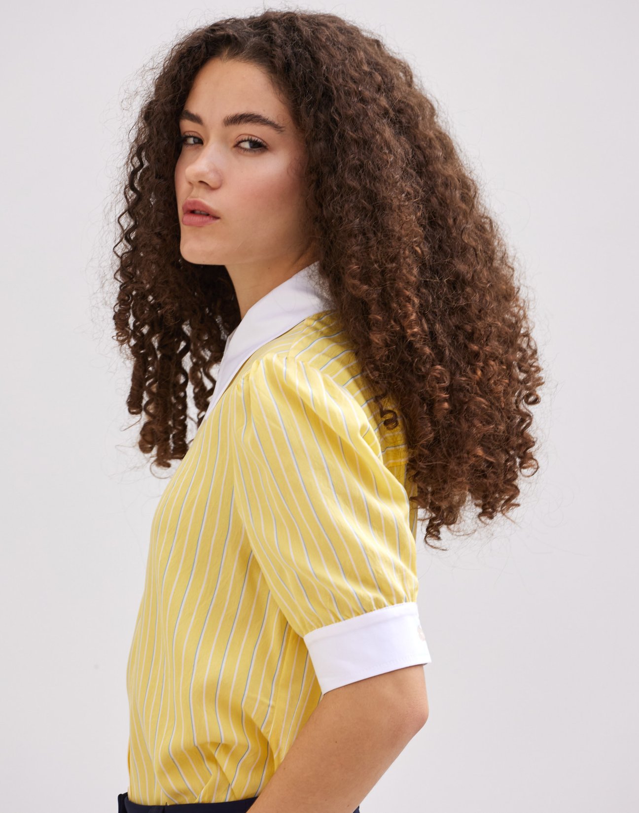 Shirt with poplin detail