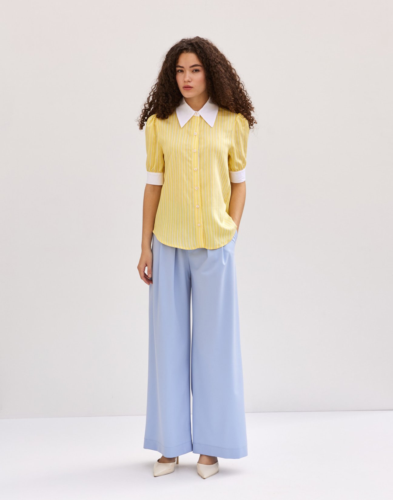 Shirt with poplin detail