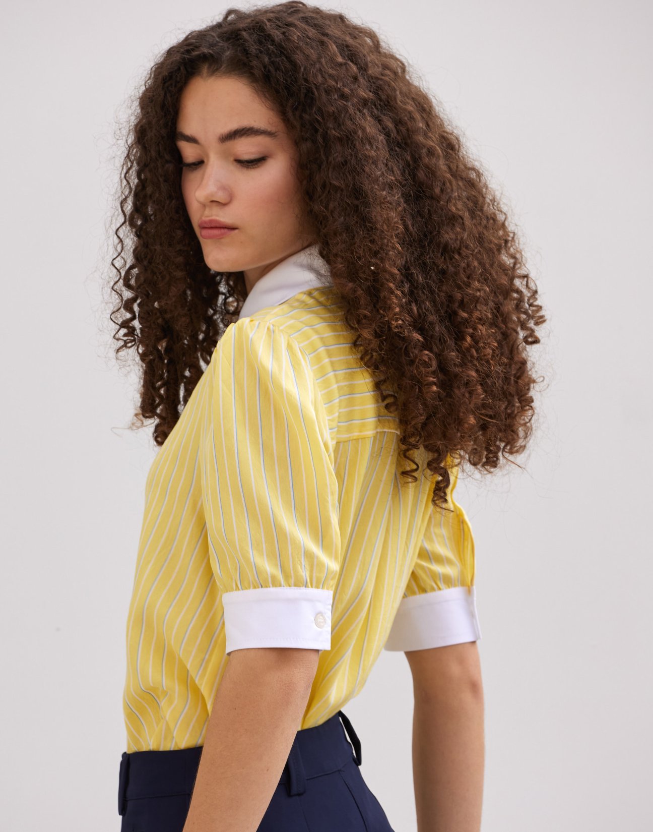 Shirt with poplin detail