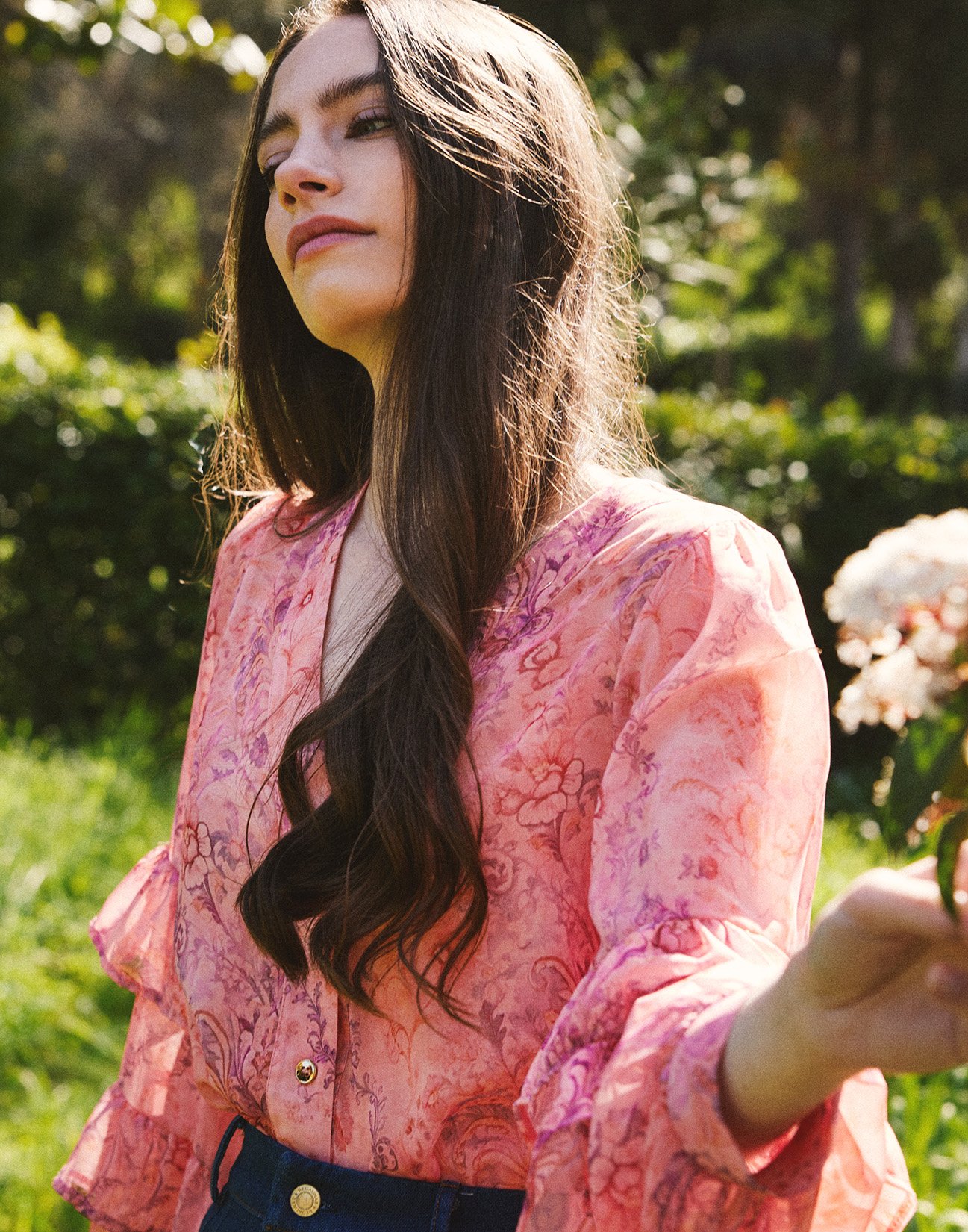 Printed shirt with ruffles