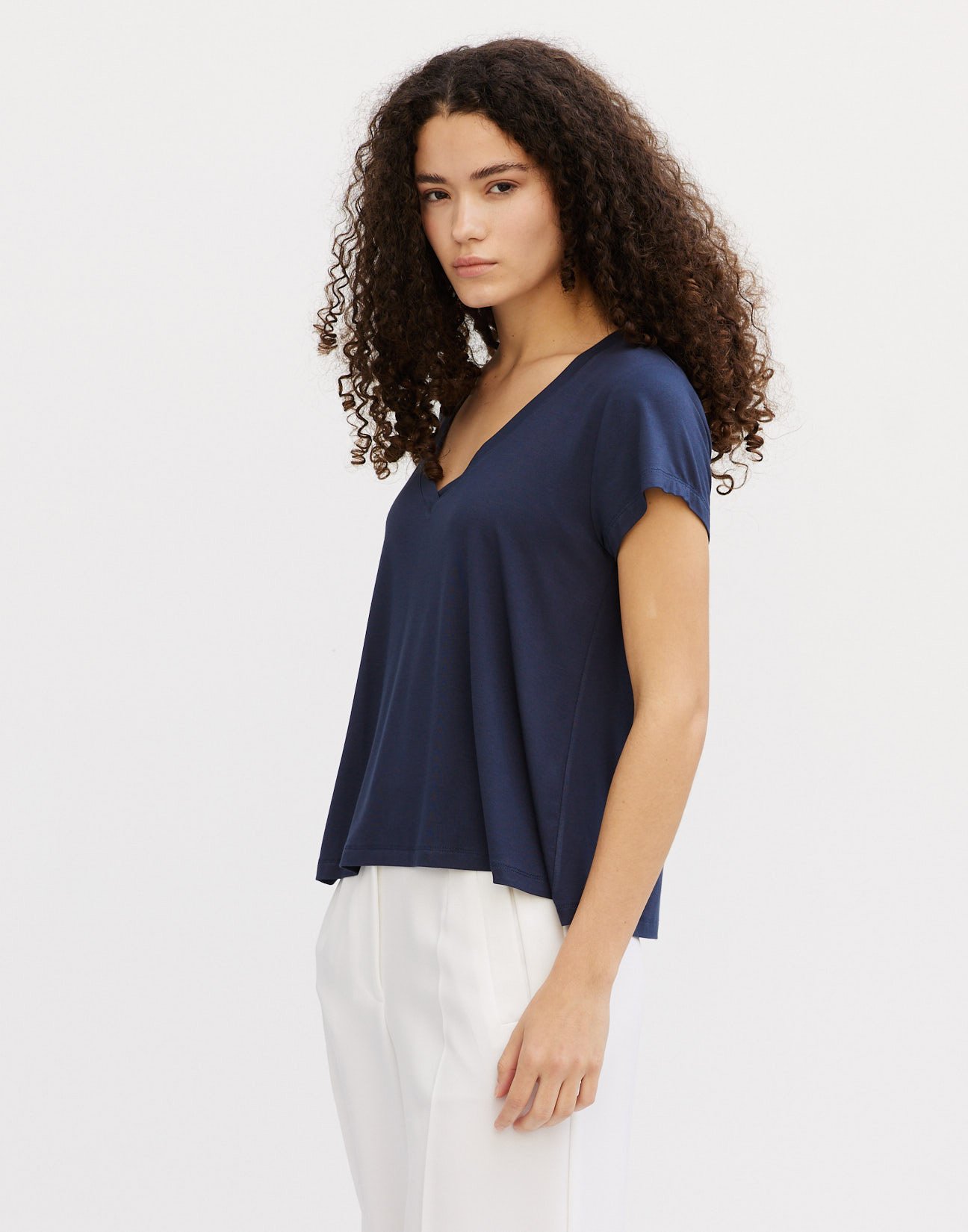 V neckline blouse