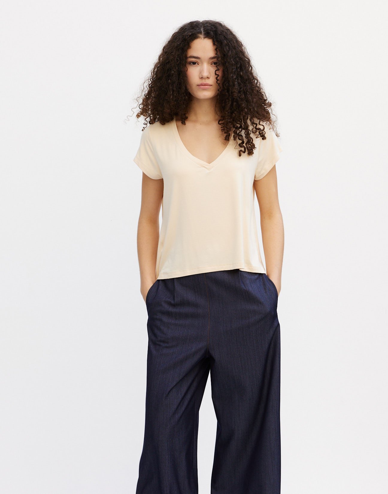 V neckline blouse