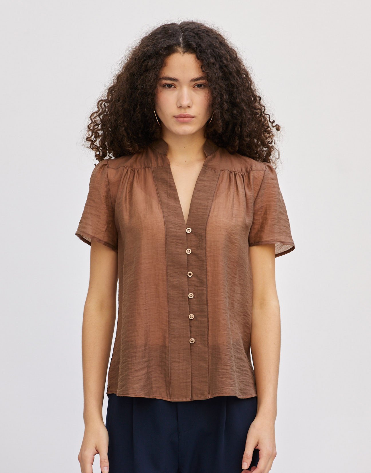Shirt with gather detail