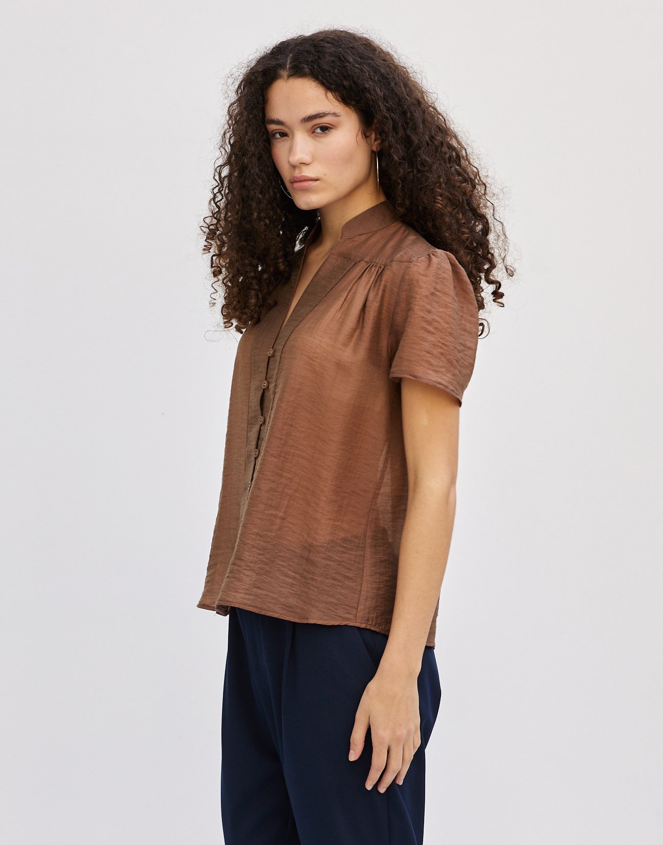Shirt with gather detail