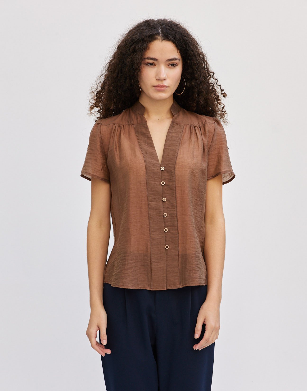 Shirt with gather detail