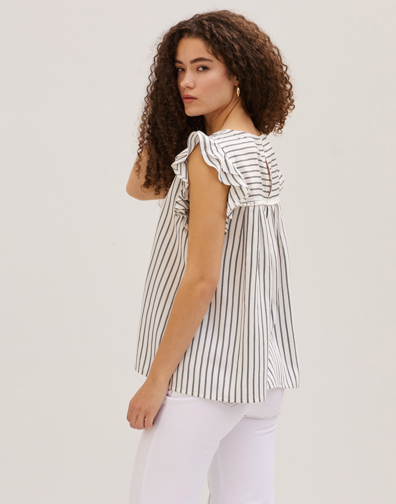 Striped blouse with ruffles