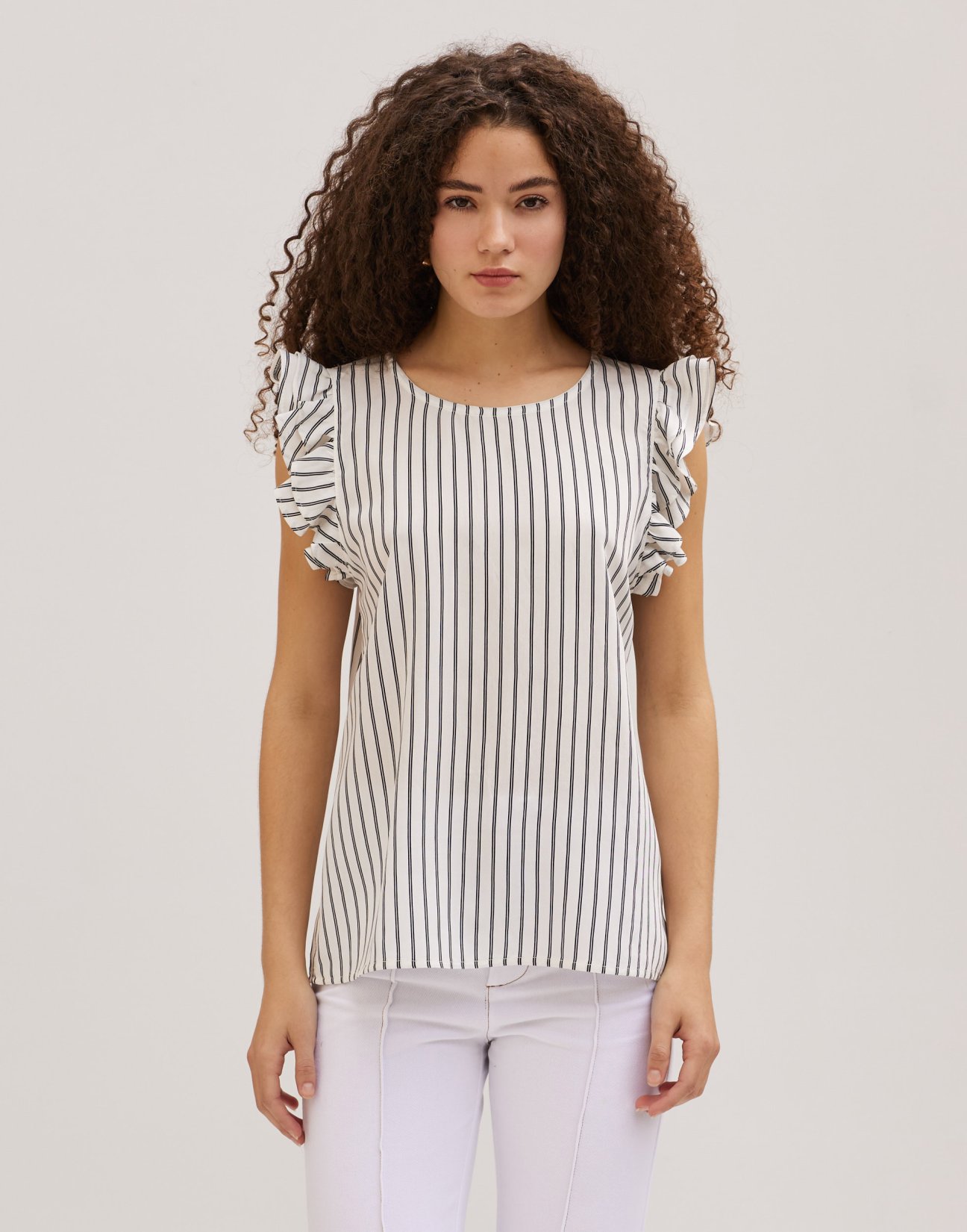 Striped blouse with ruffles