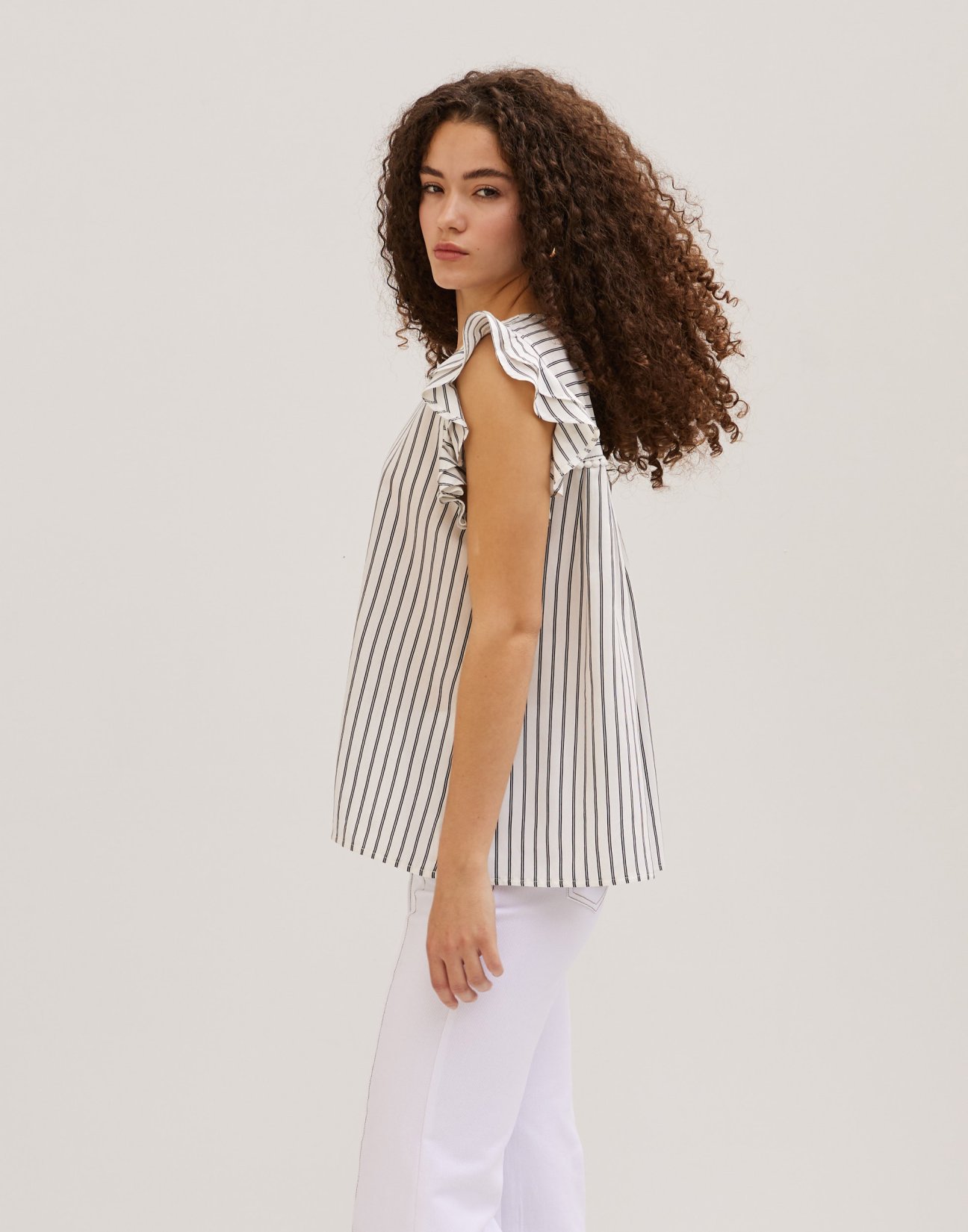 Striped blouse with ruffles