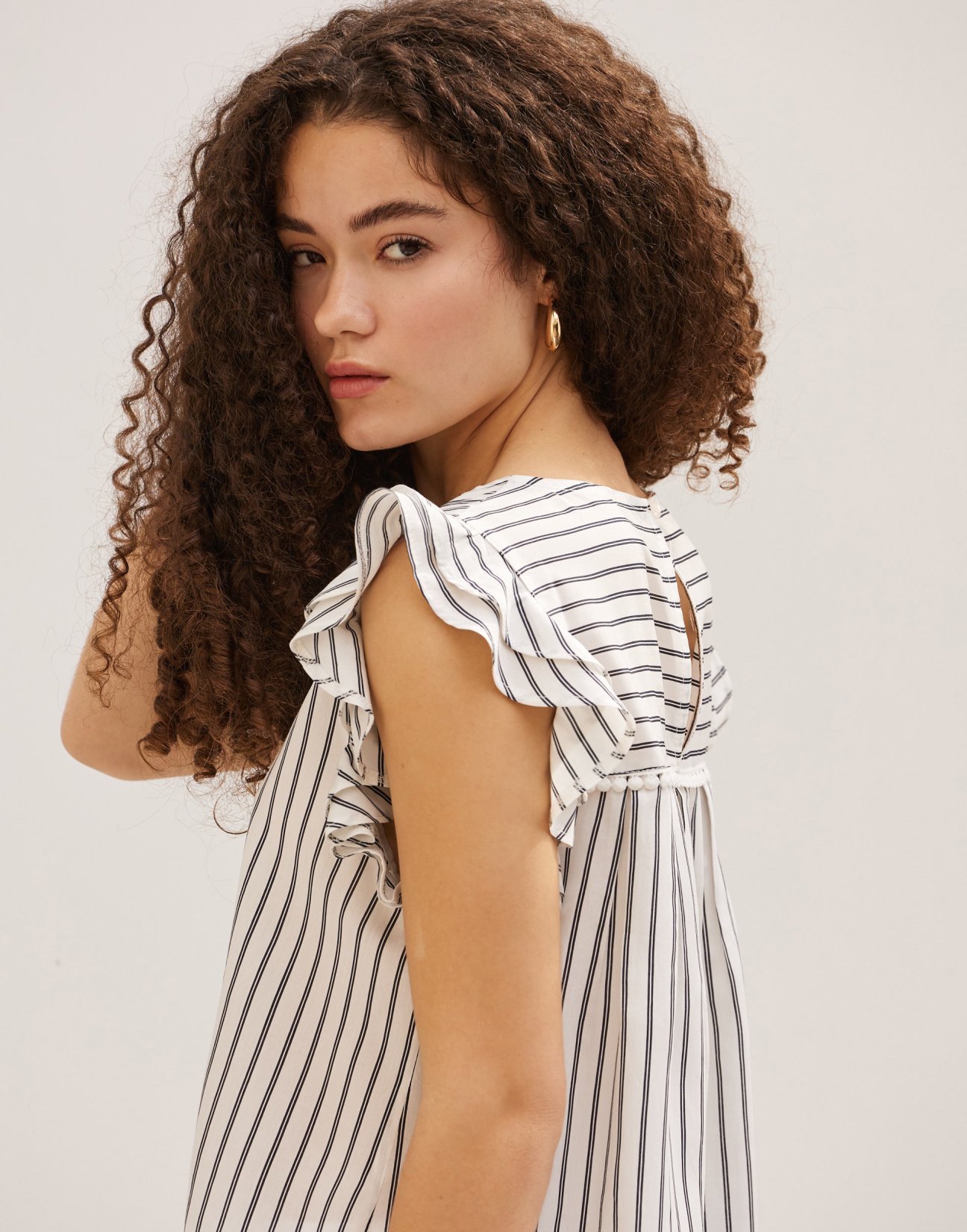Striped blouse with ruffles