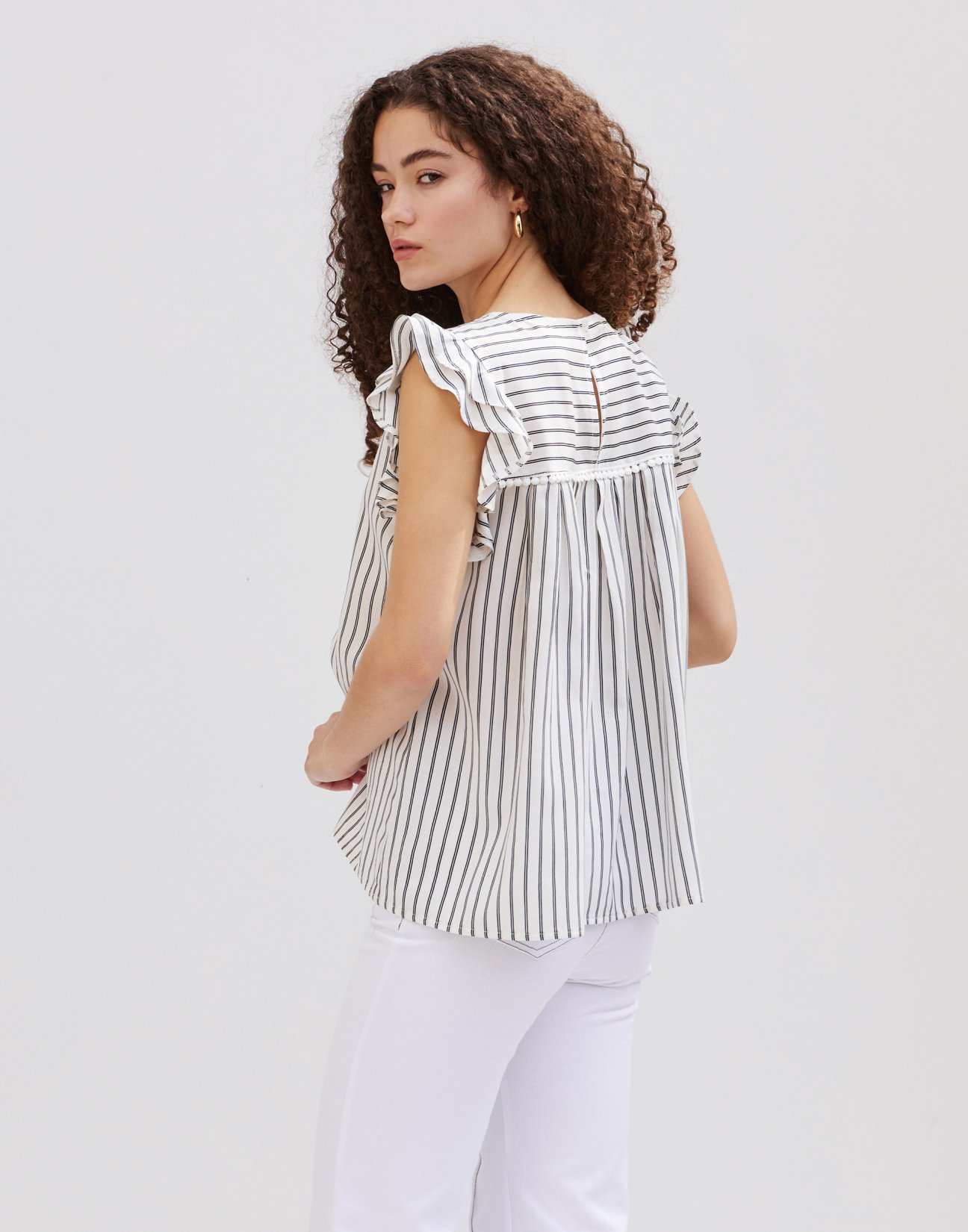 Striped blouse with ruffles