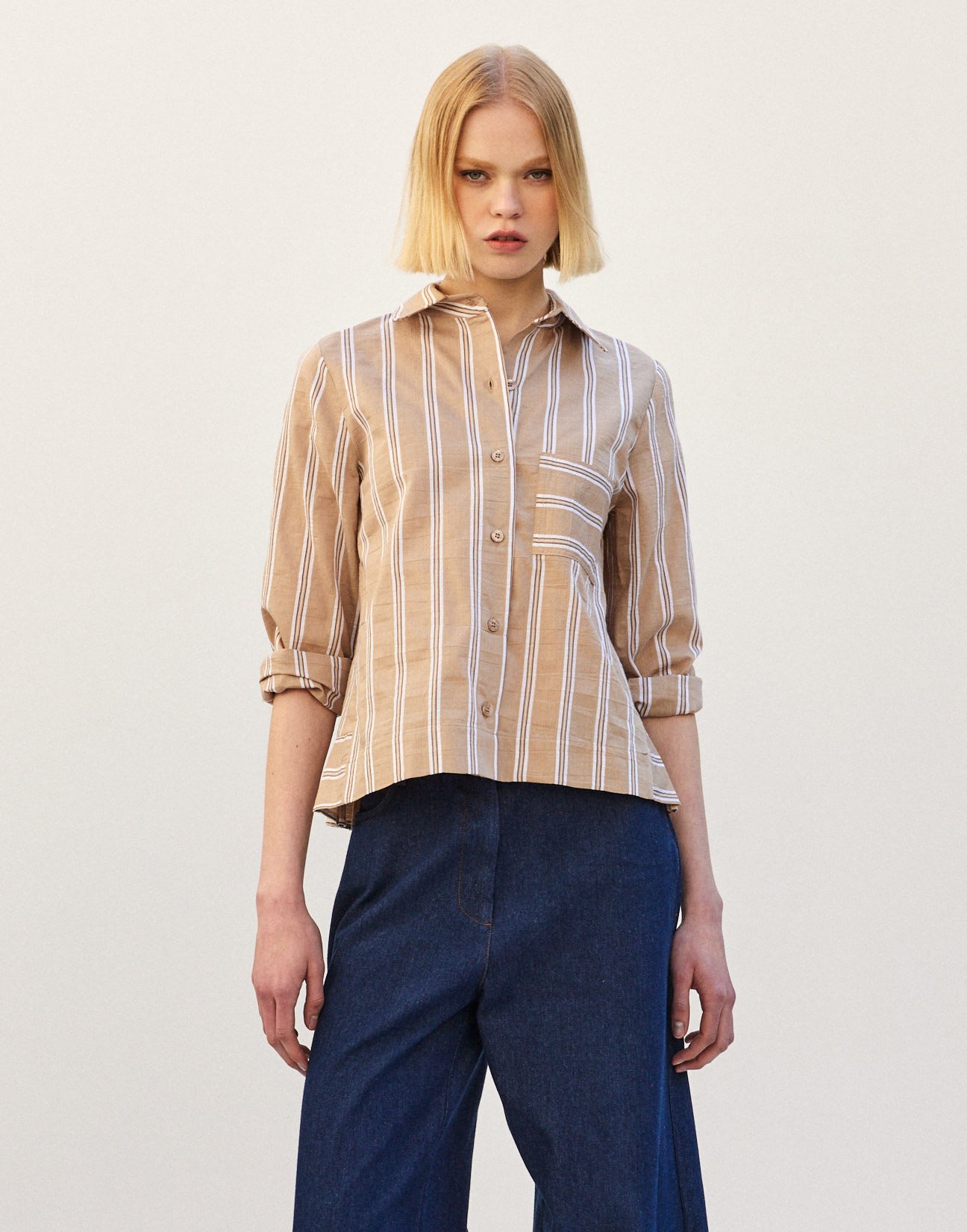 Striped shirt with ruffles