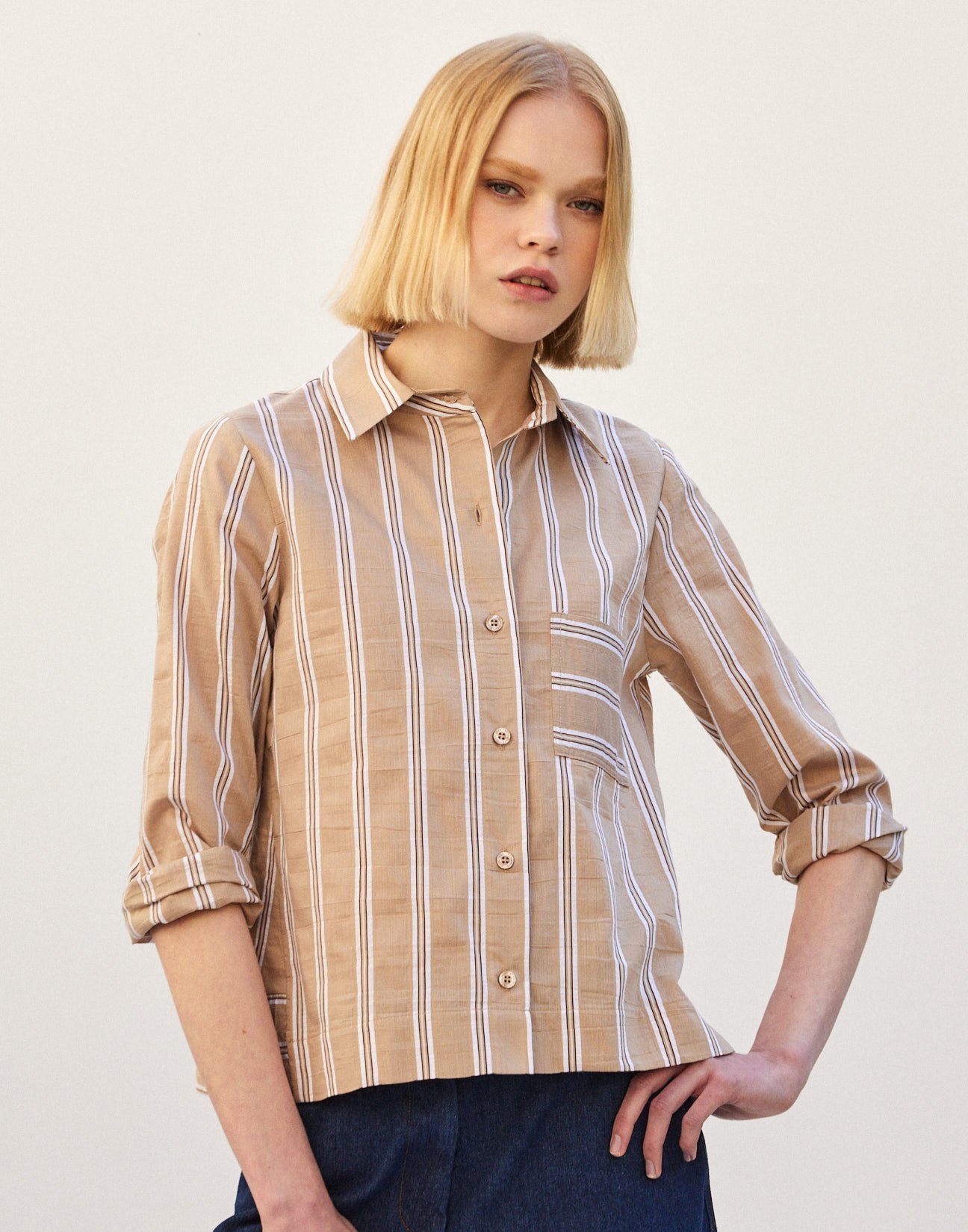 Striped shirt with ruffles