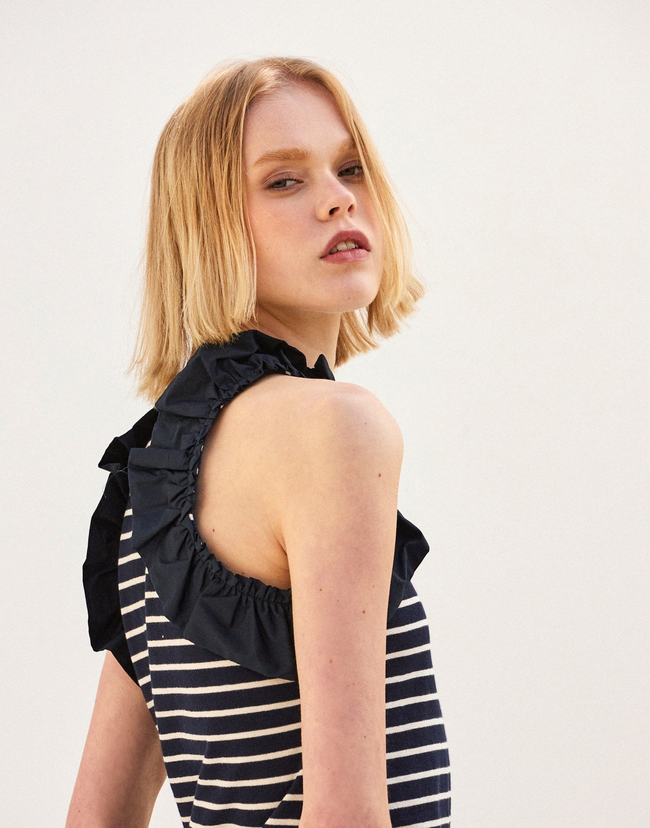 Striped top with ruffles