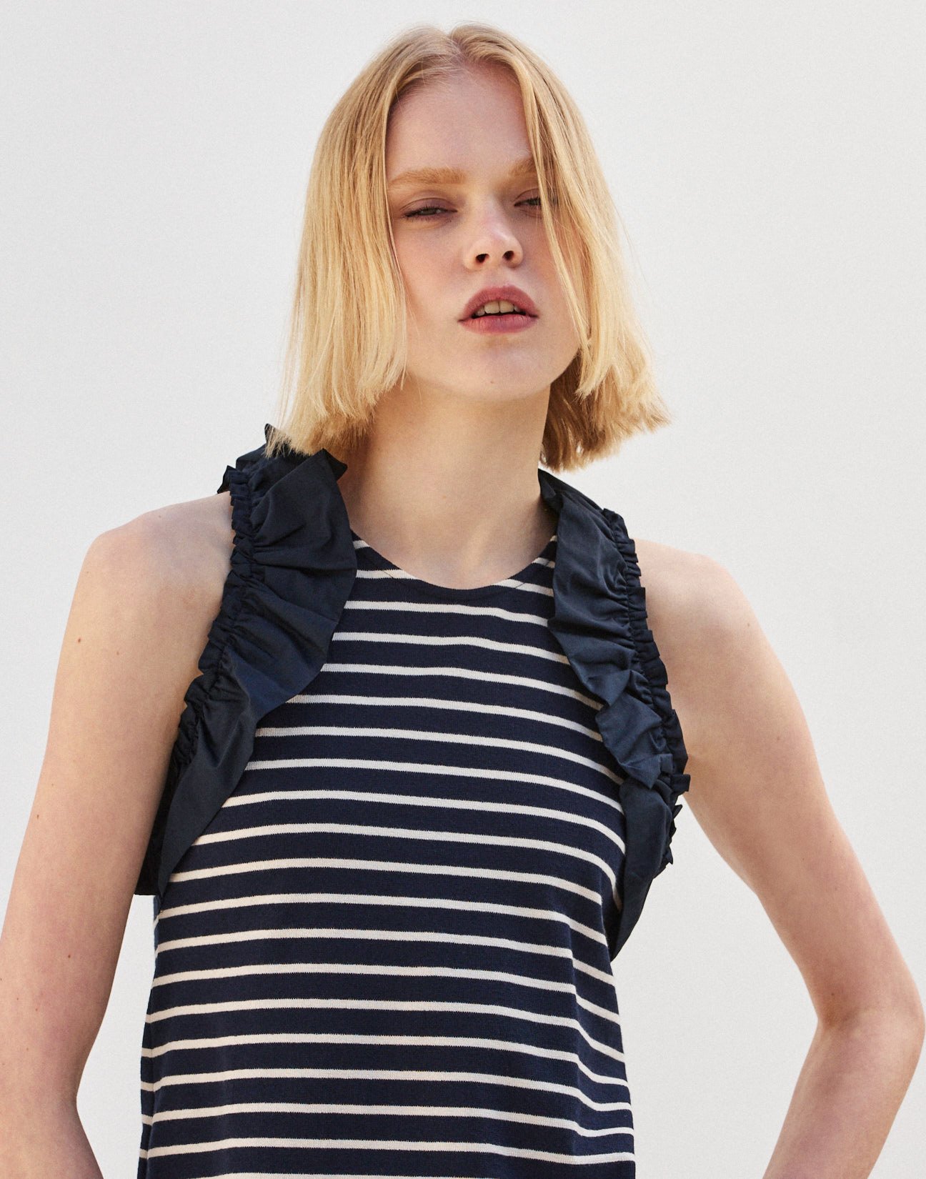 Striped top with ruffles