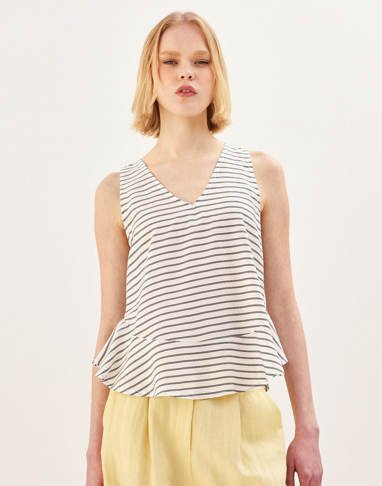 Striped top with ruffles
