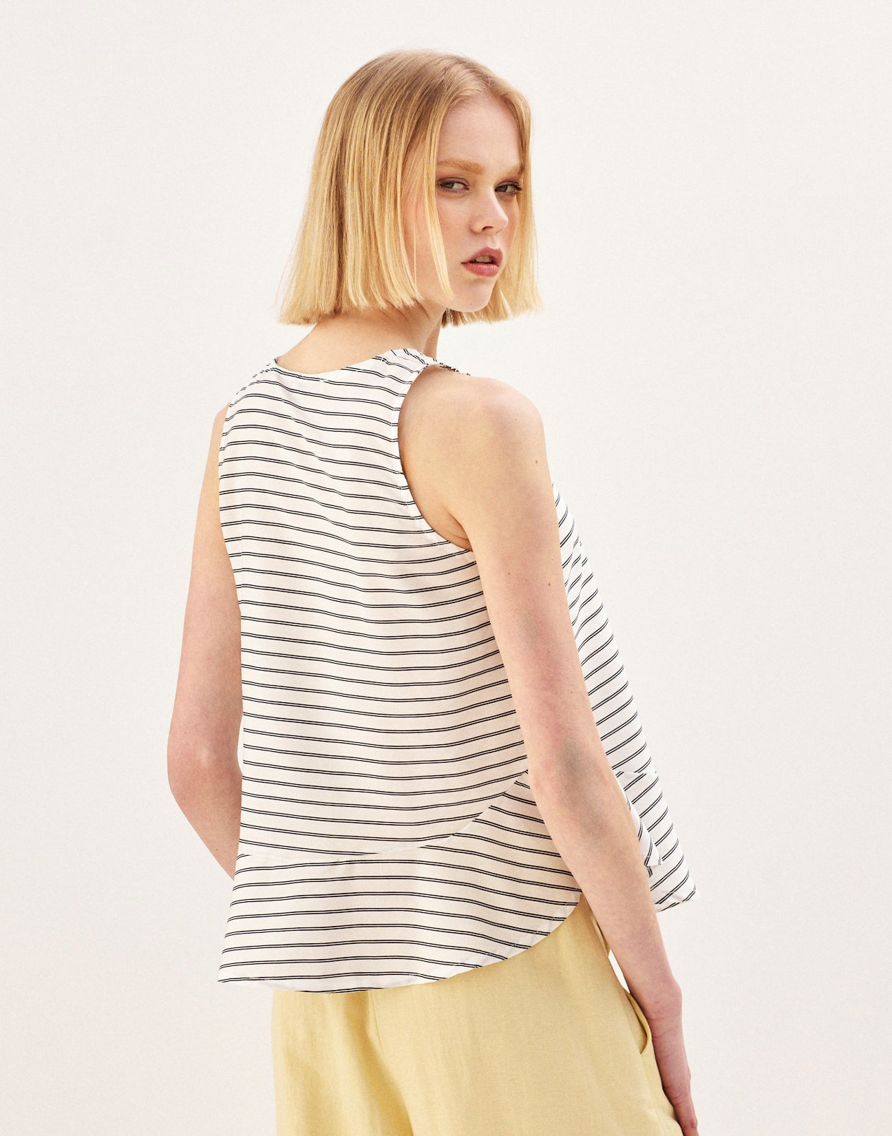 Striped top with ruffles