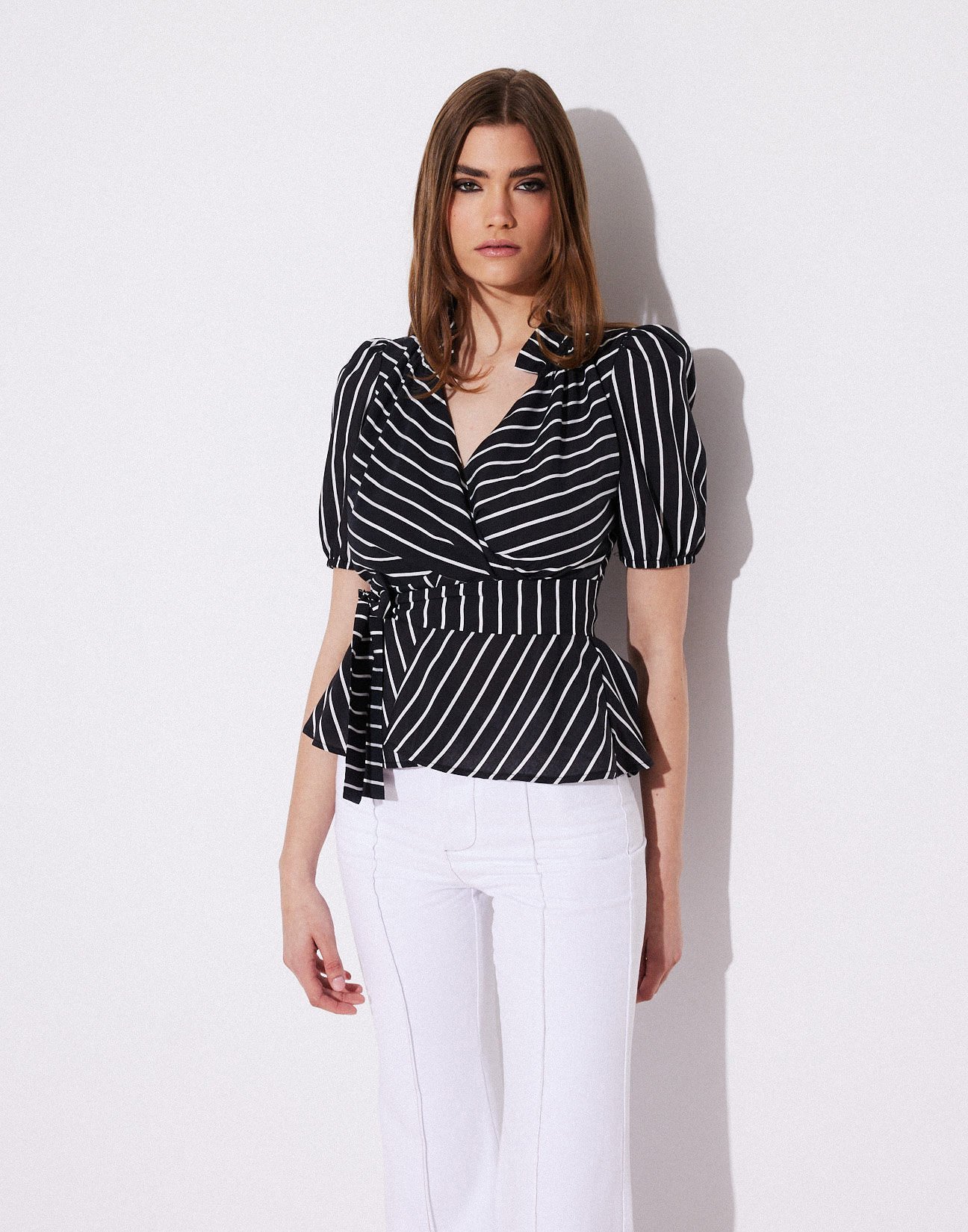 Striped blouse with ruffles