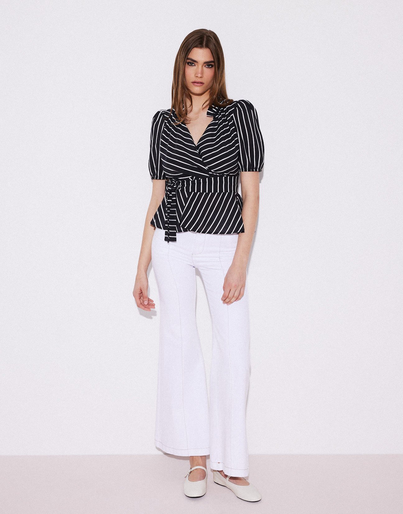 Striped blouse with ruffles