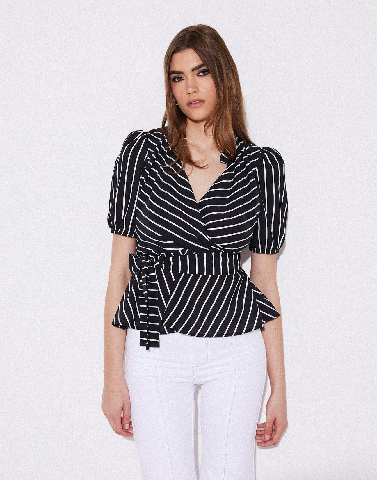 Striped blouse with ruffles