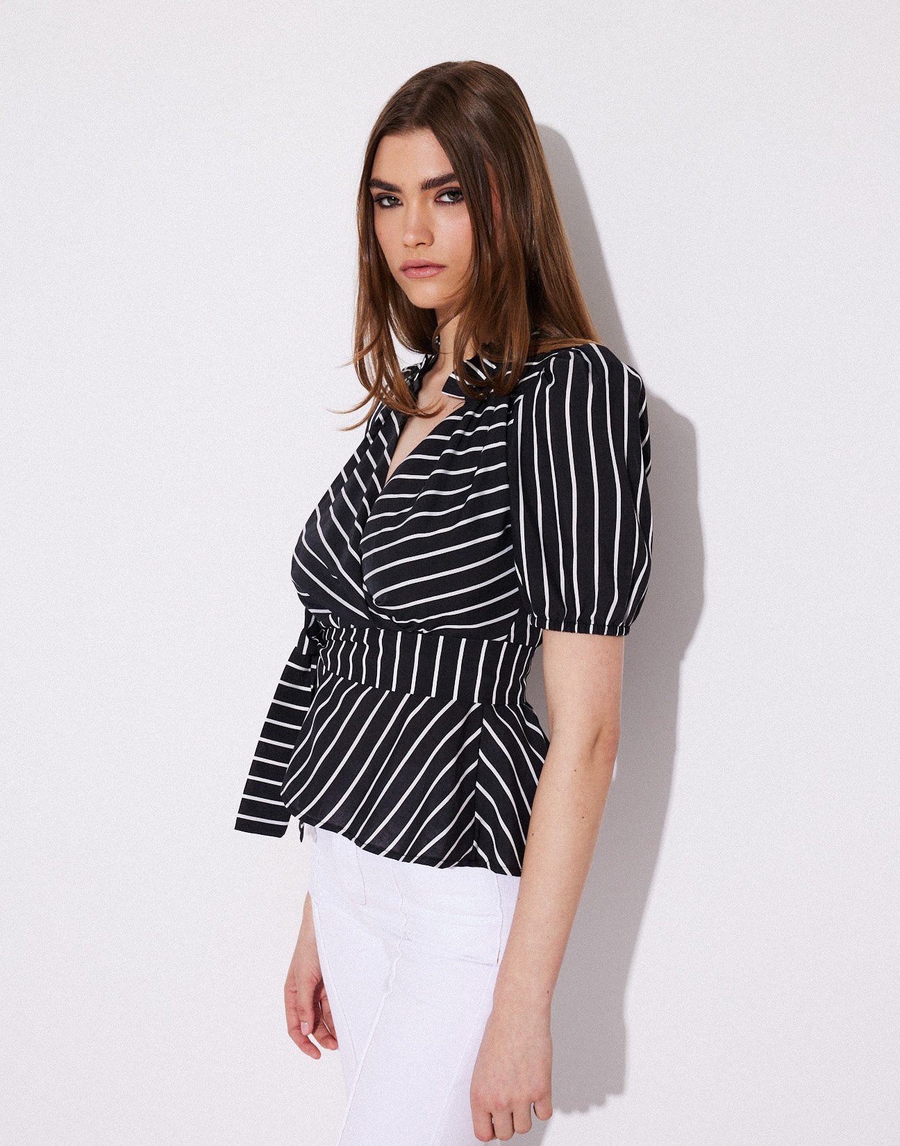 Striped blouse with ruffles