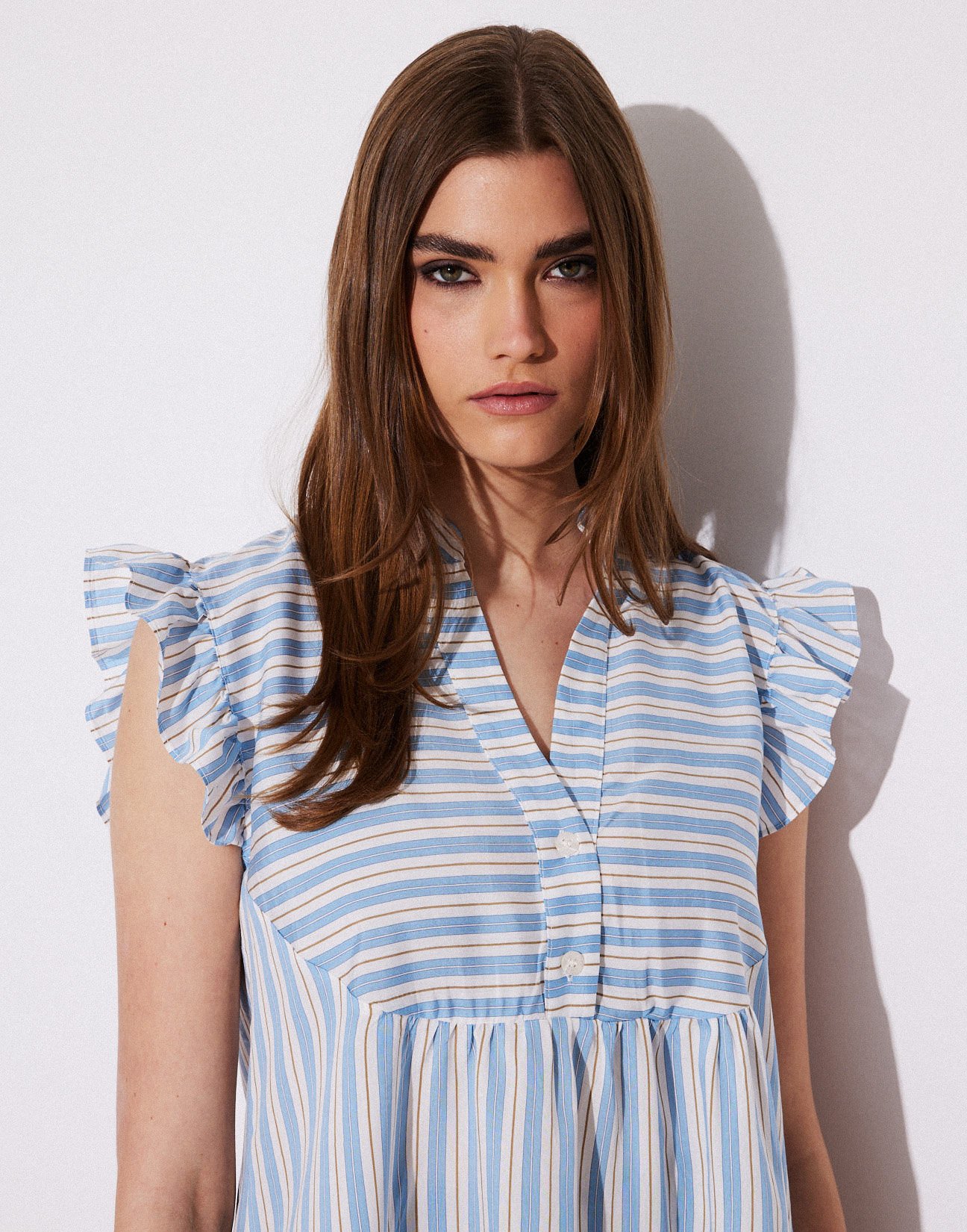Striped blouse with ruffles