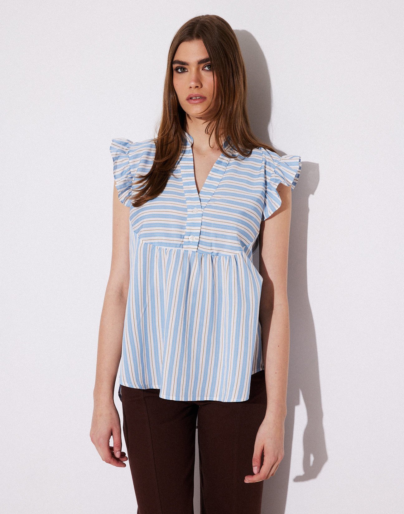 Striped blouse with ruffles