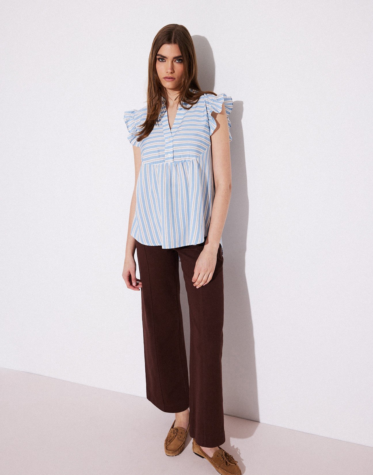 Striped blouse with ruffles