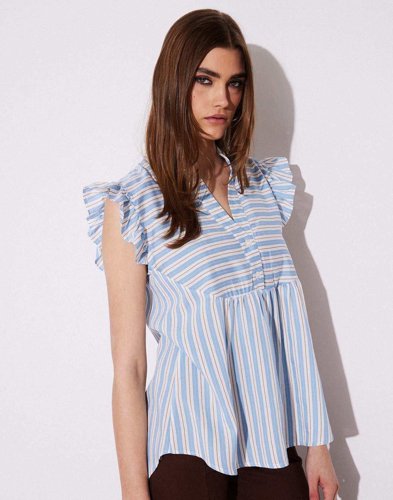 Striped blouse with ruffles