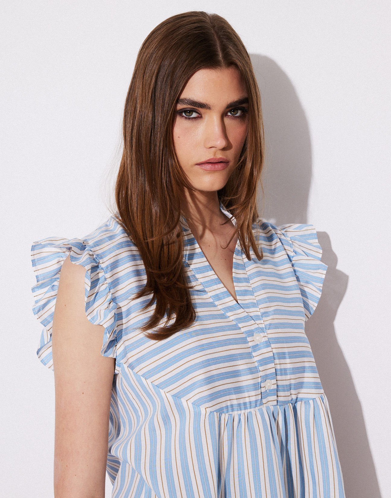 Striped blouse with ruffles