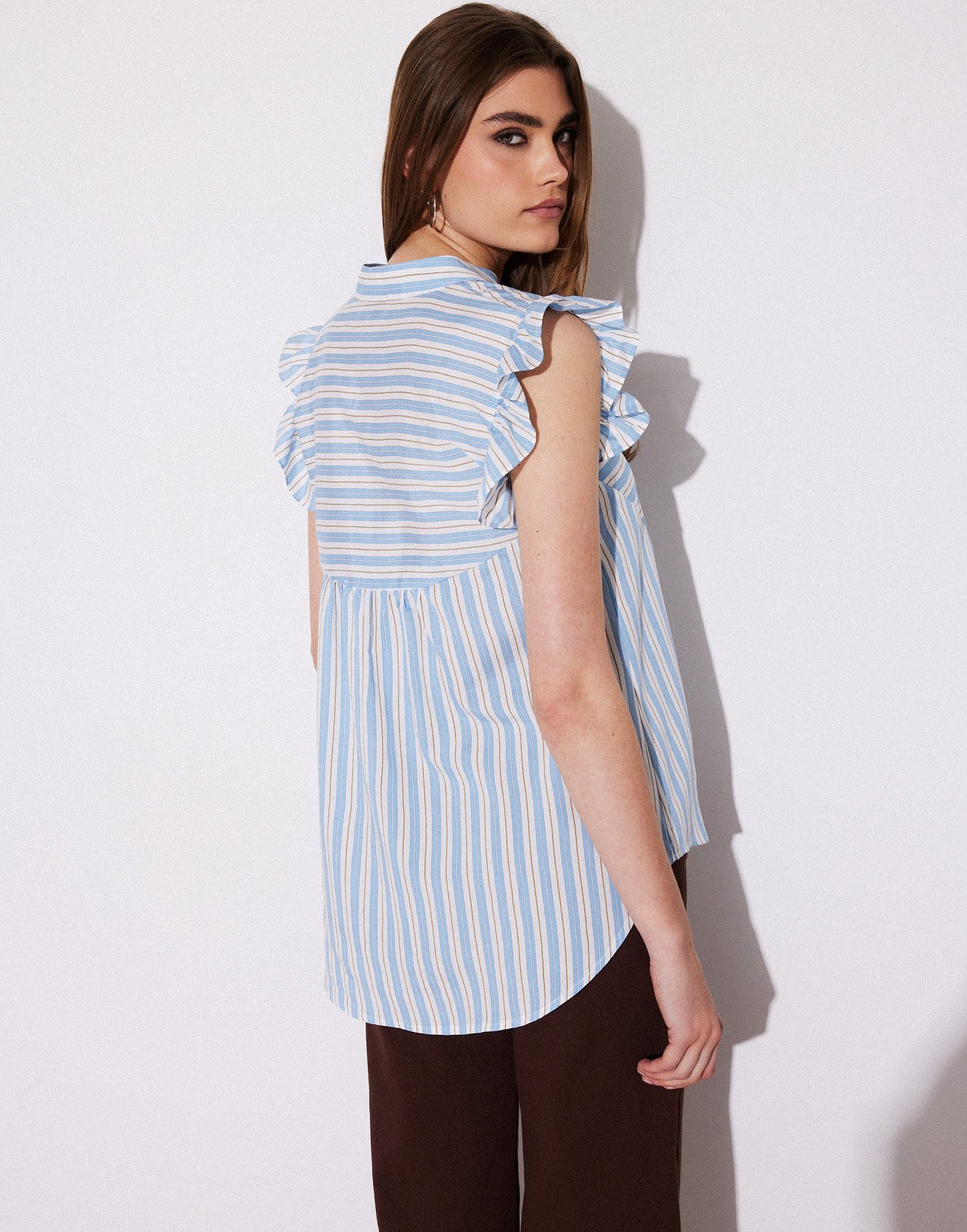 Striped blouse with ruffles