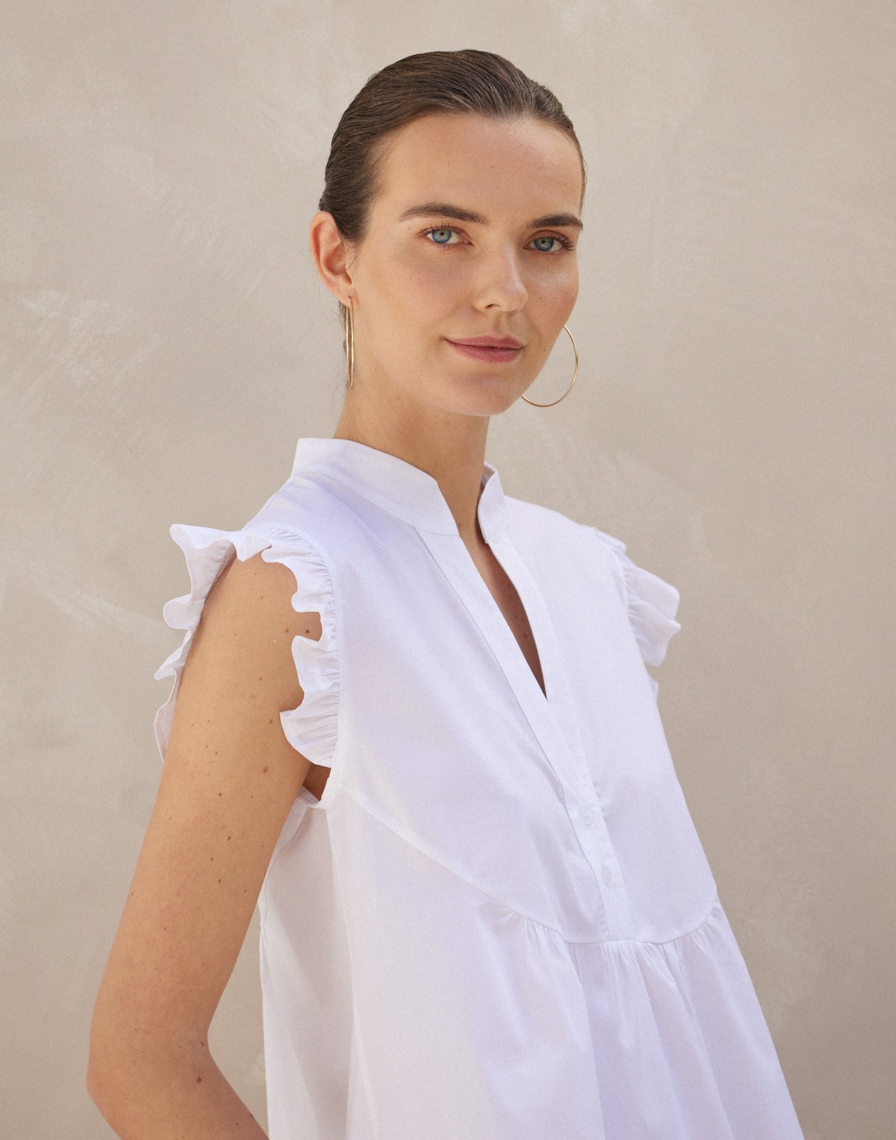 Poplin blouse with ruffles