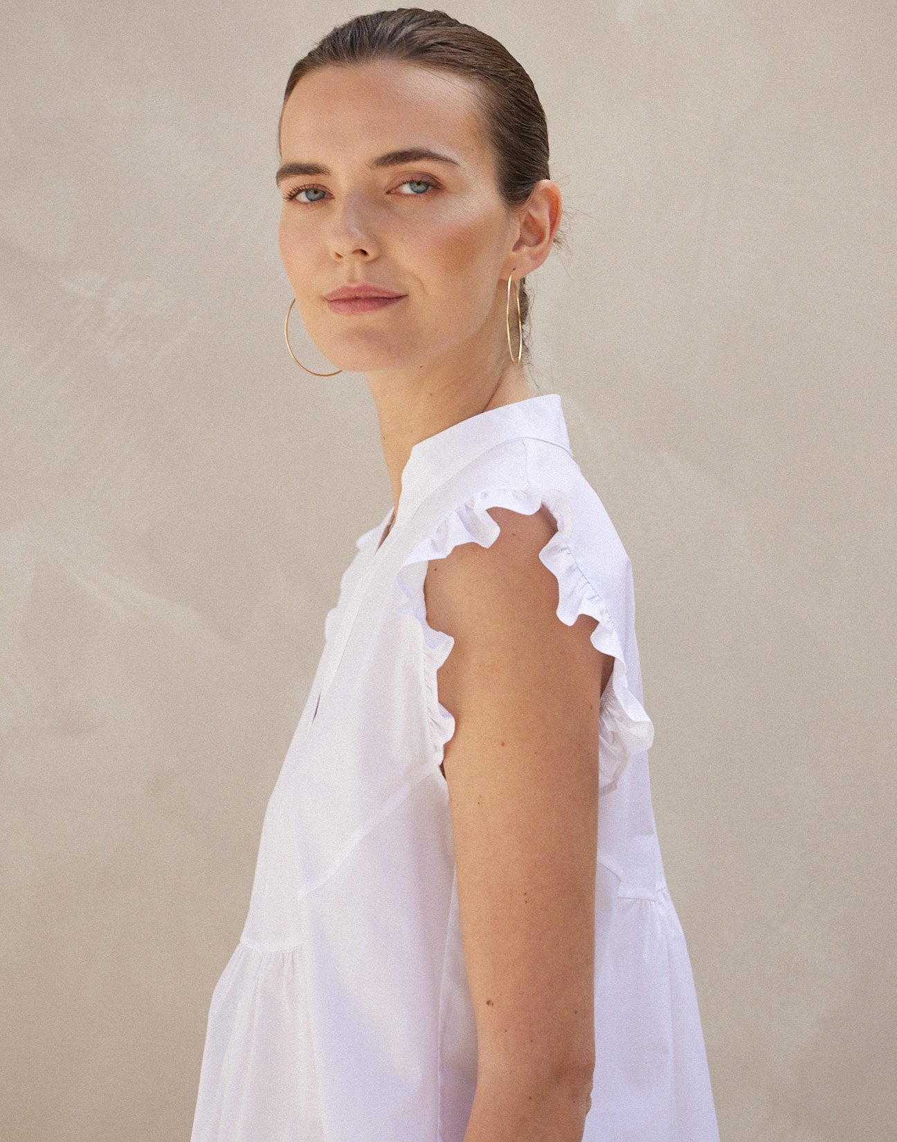 Poplin blouse with ruffles
