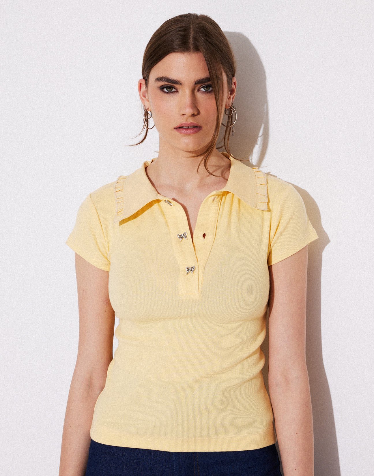 Ribbed top with collar