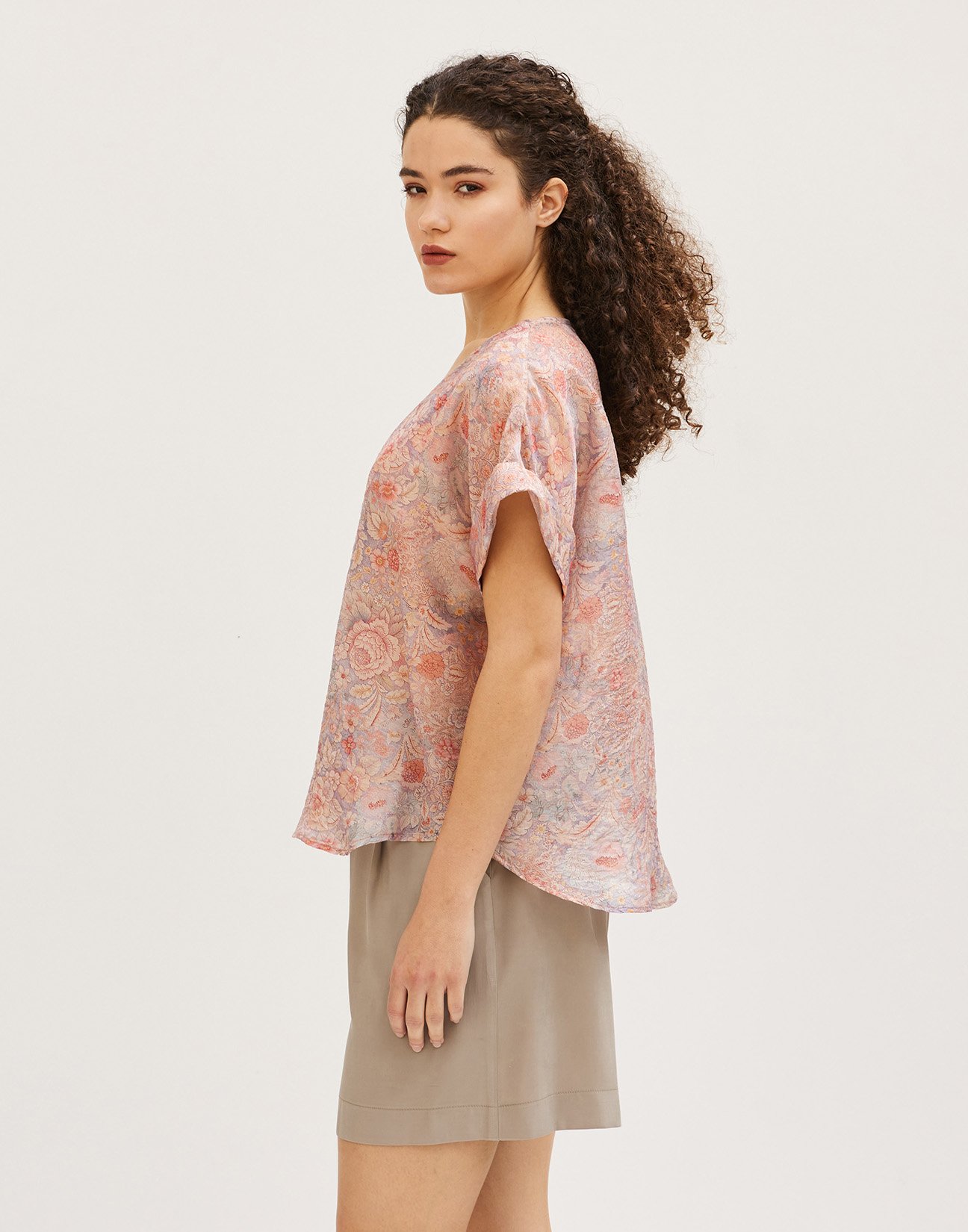 V neckline printed blouse