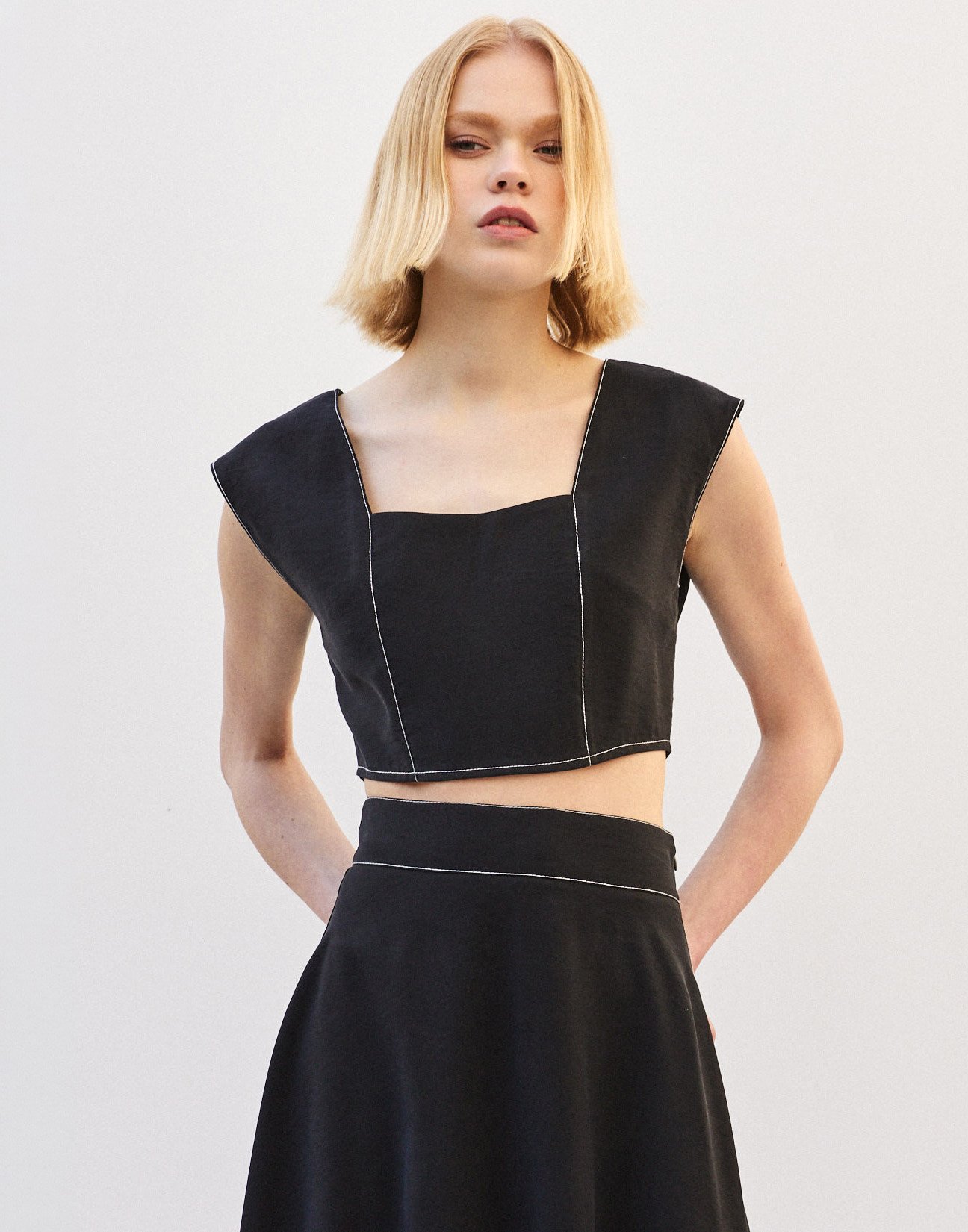Top with topstitching