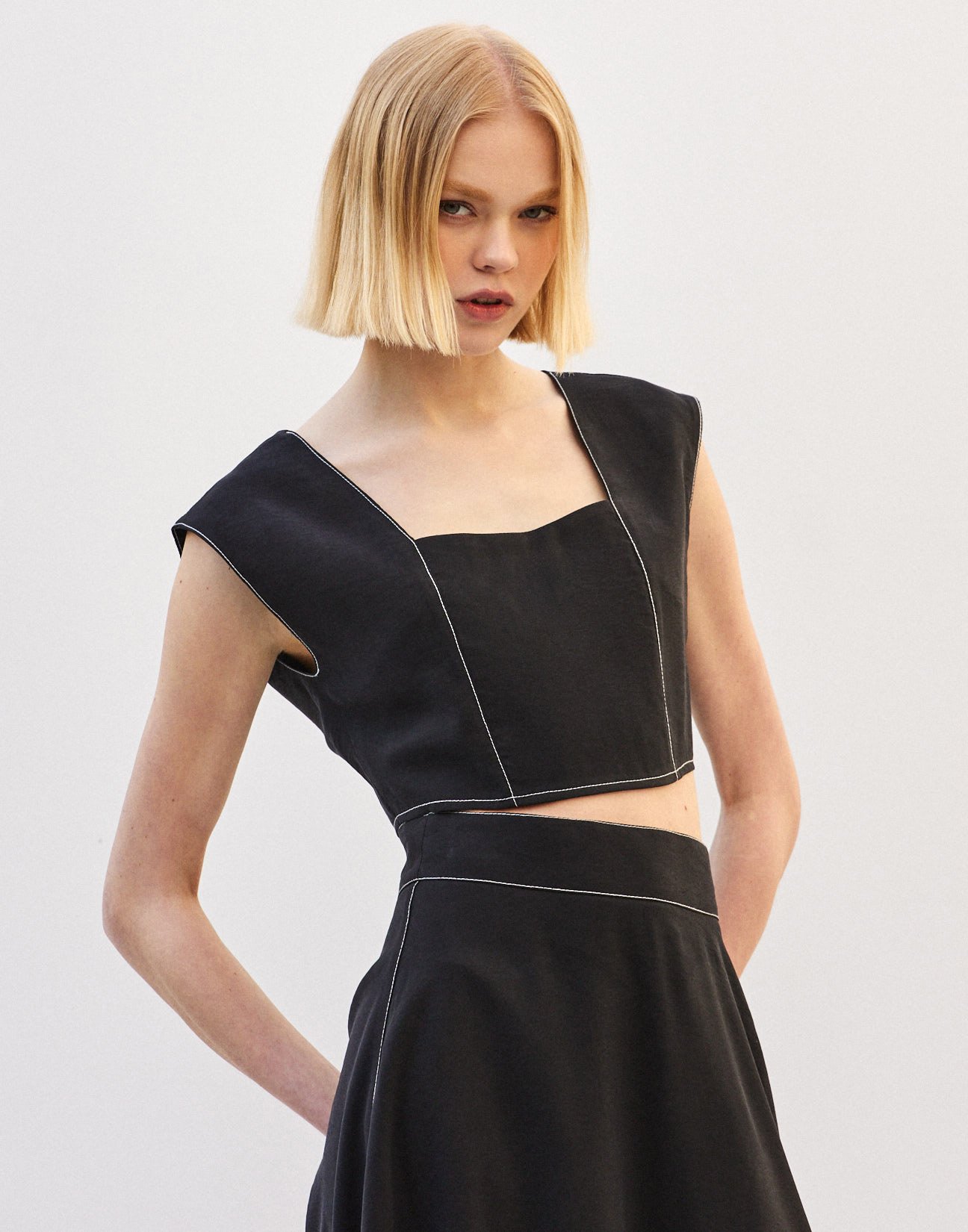 Top with topstitching