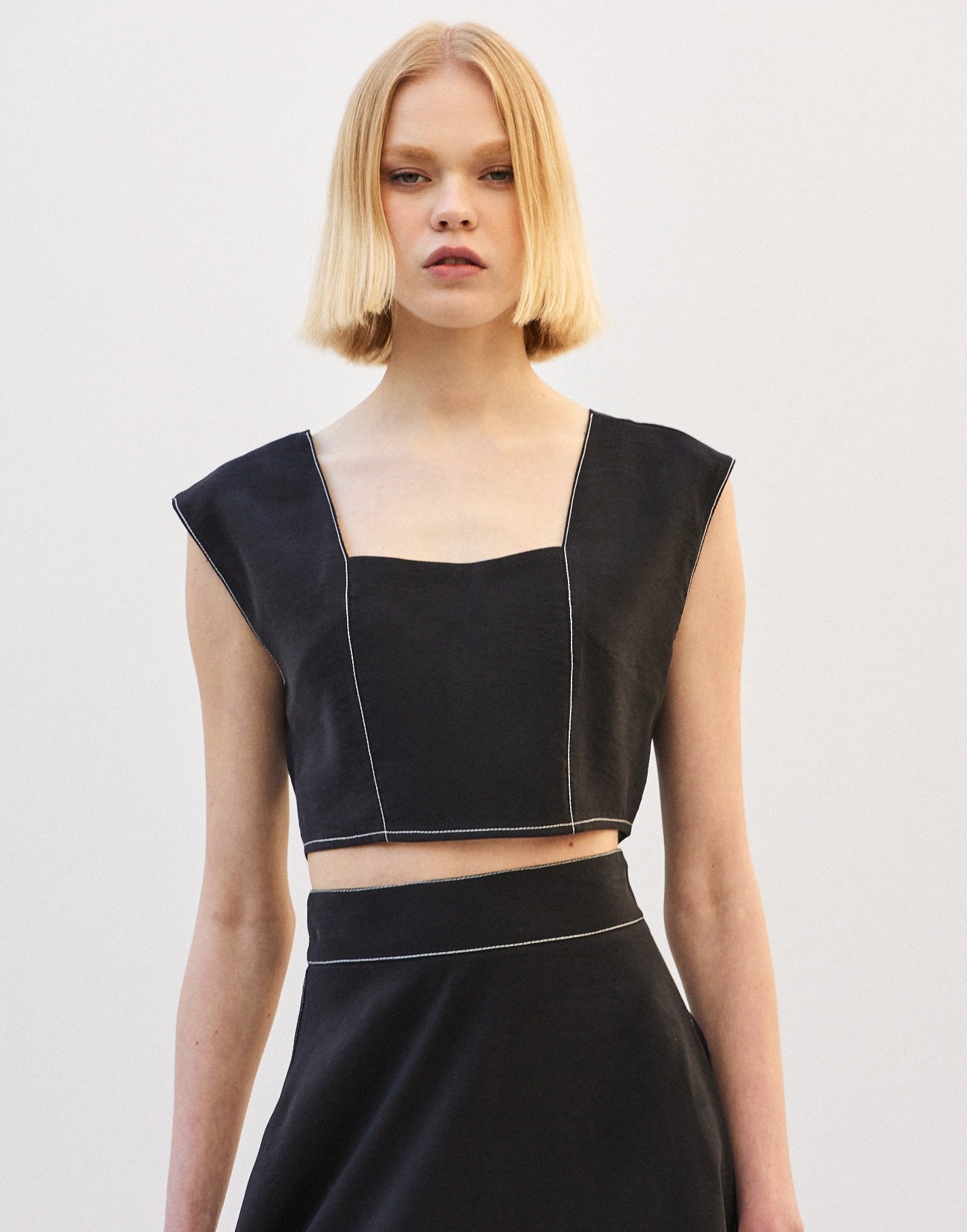 Top with topstitching
