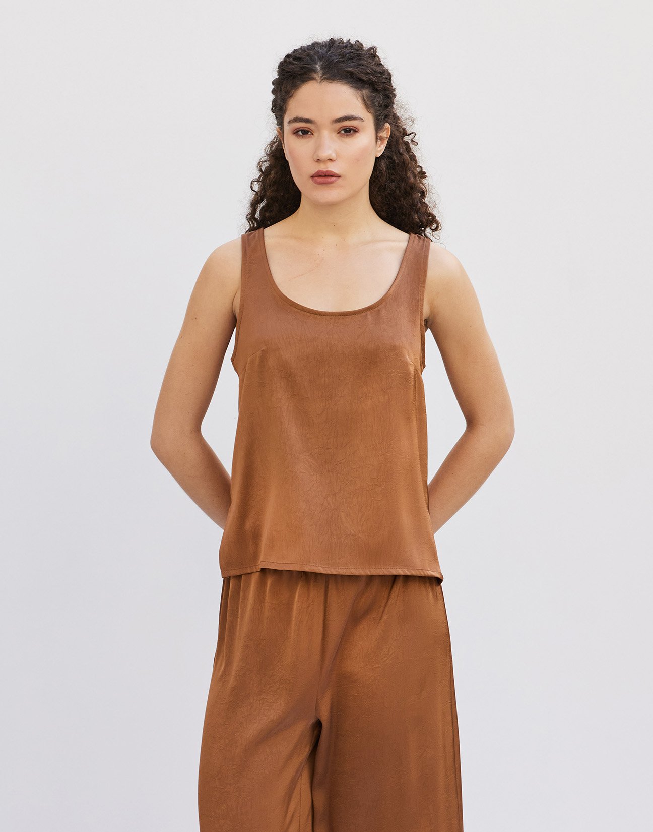 Sleeveless satin top