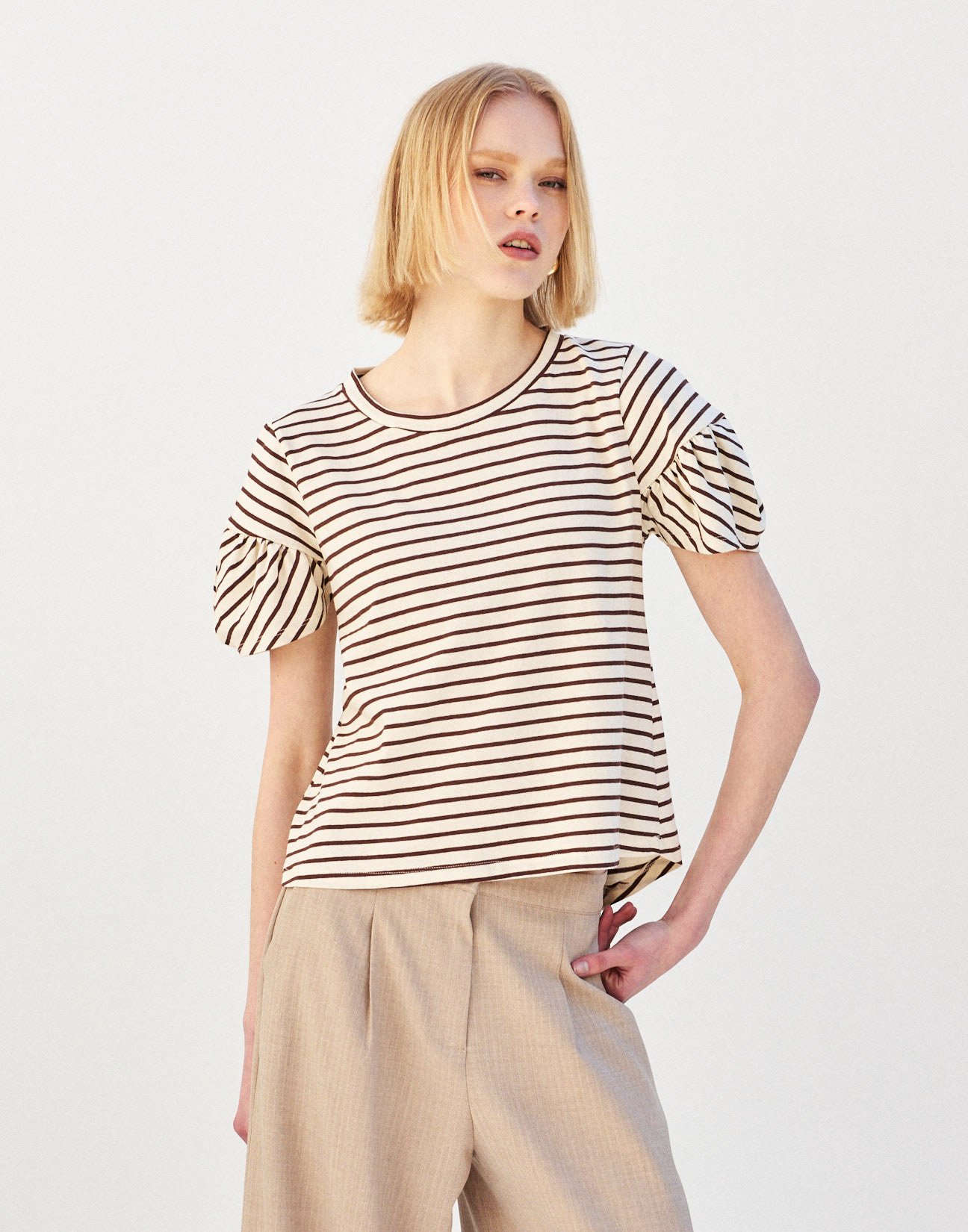 Striped blouse with ruffles
