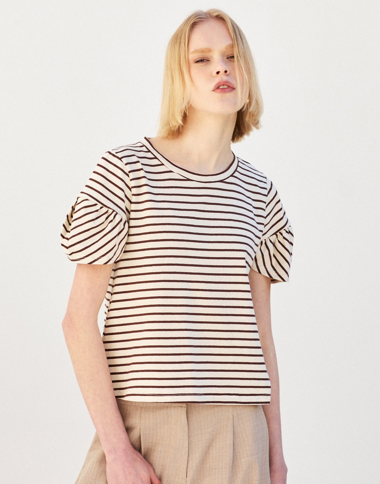 Striped blouse with ruffles