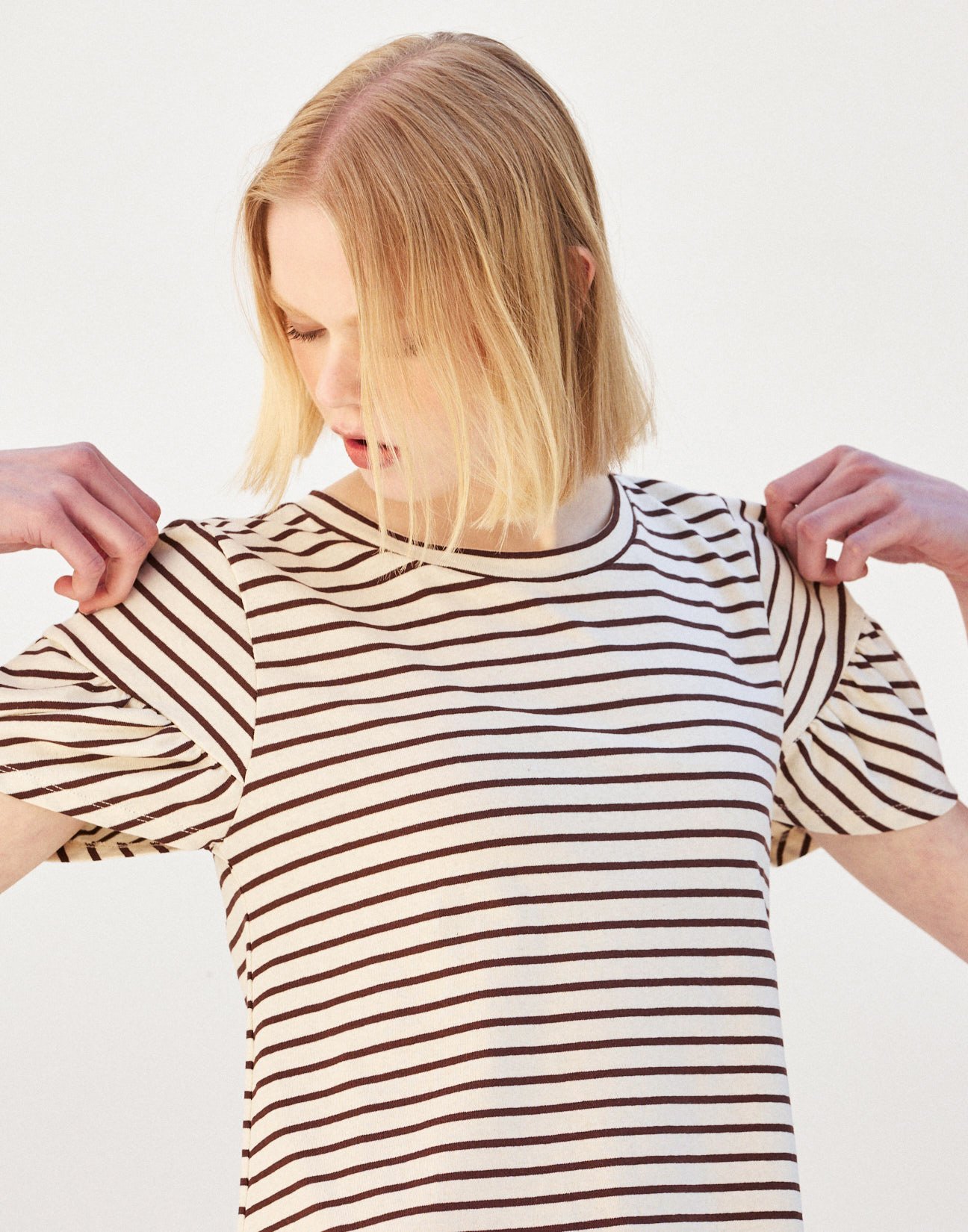 Striped blouse with ruffles
