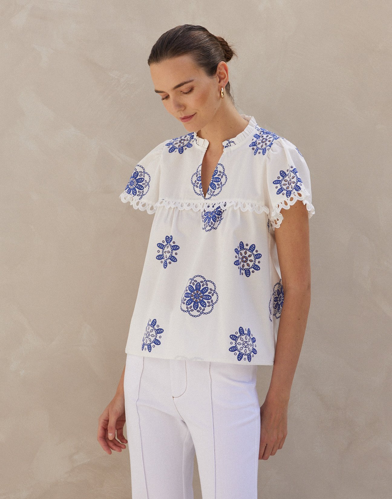 Textured poplin blouse
