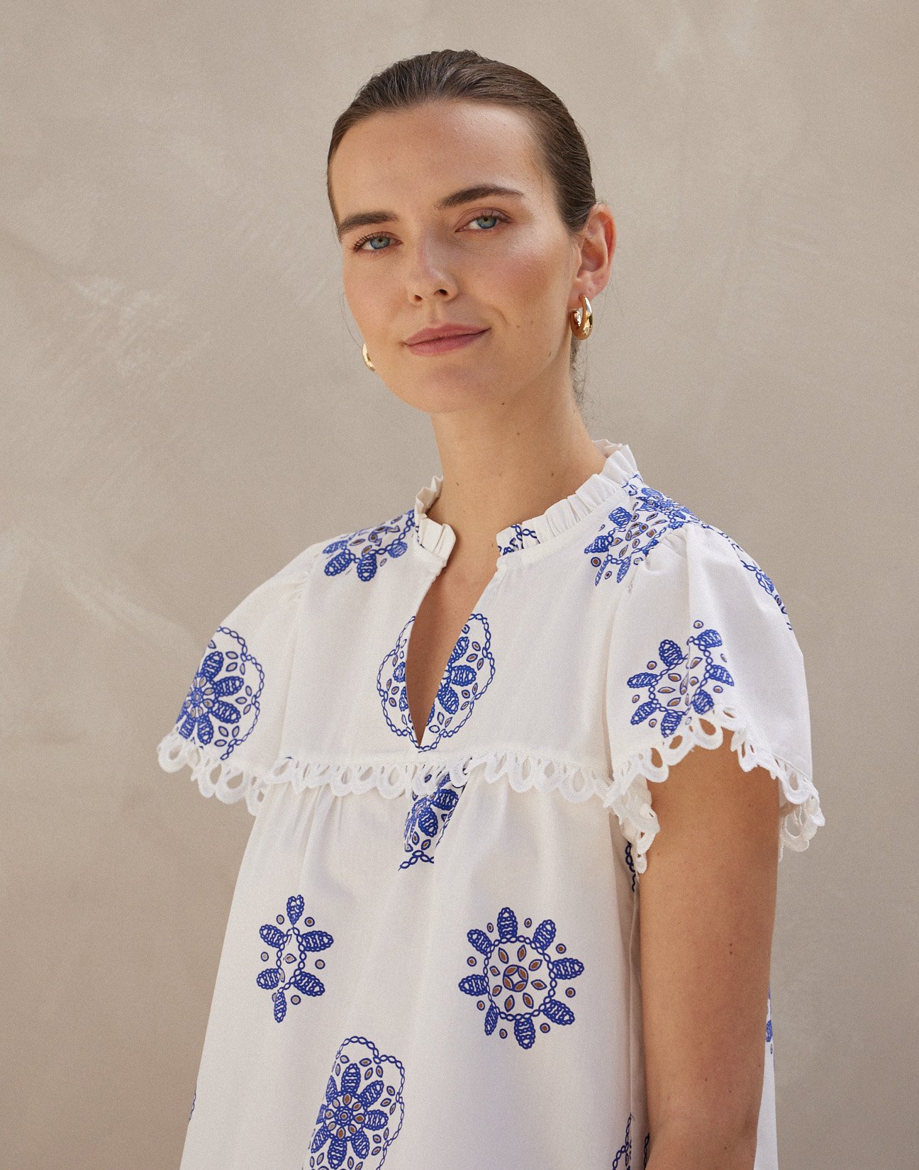 Textured poplin blouse