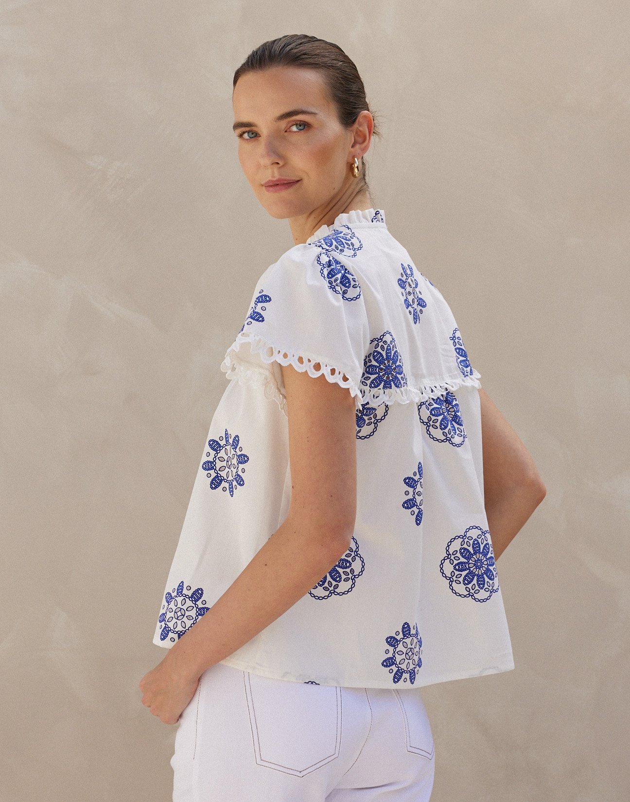 Textured poplin blouse