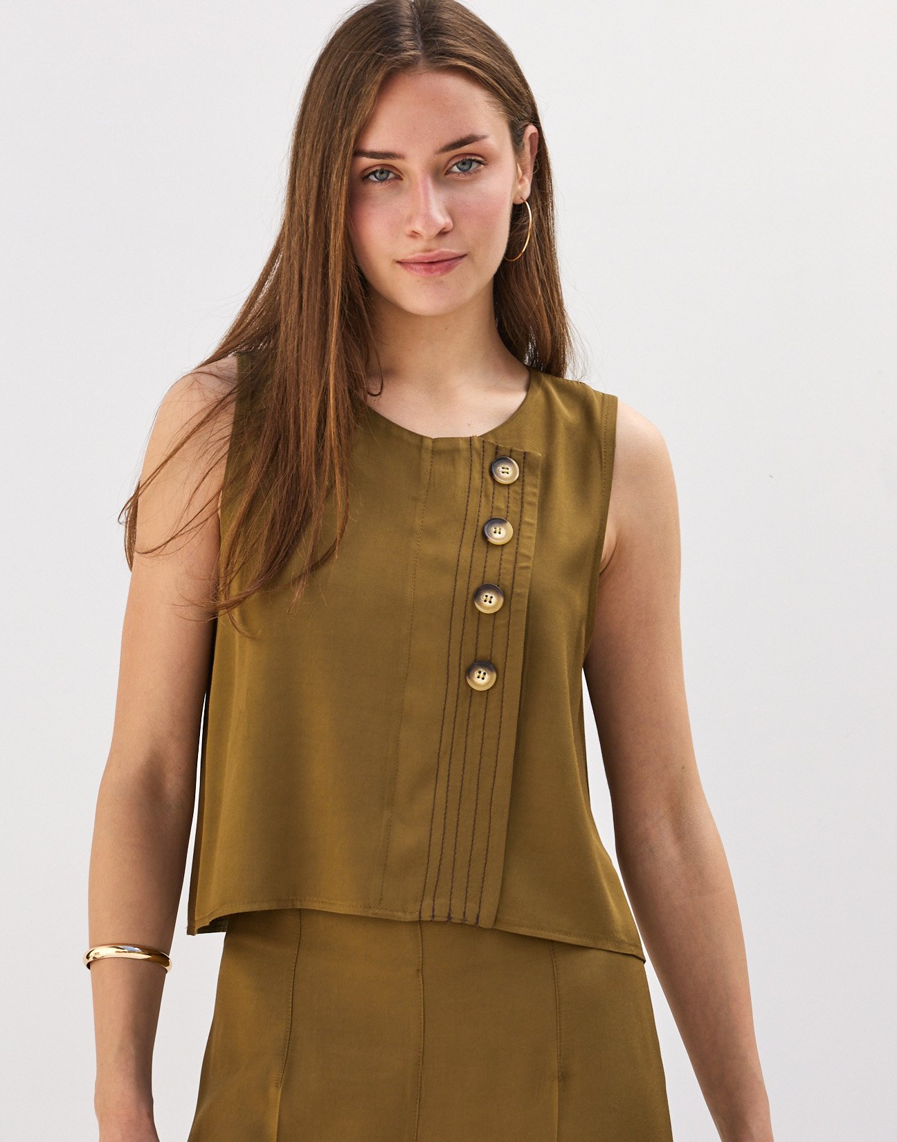 Top with topstitching