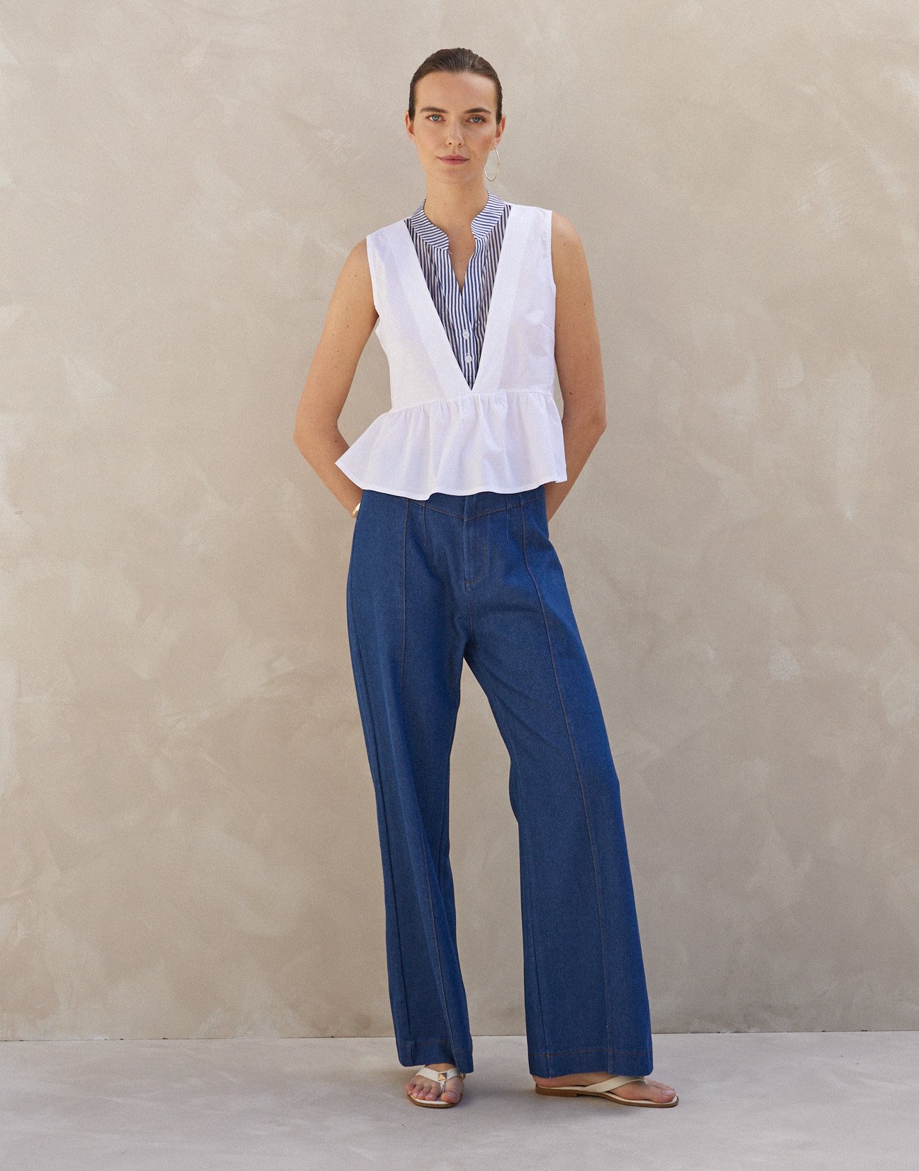 Matching fabric poplin blouse