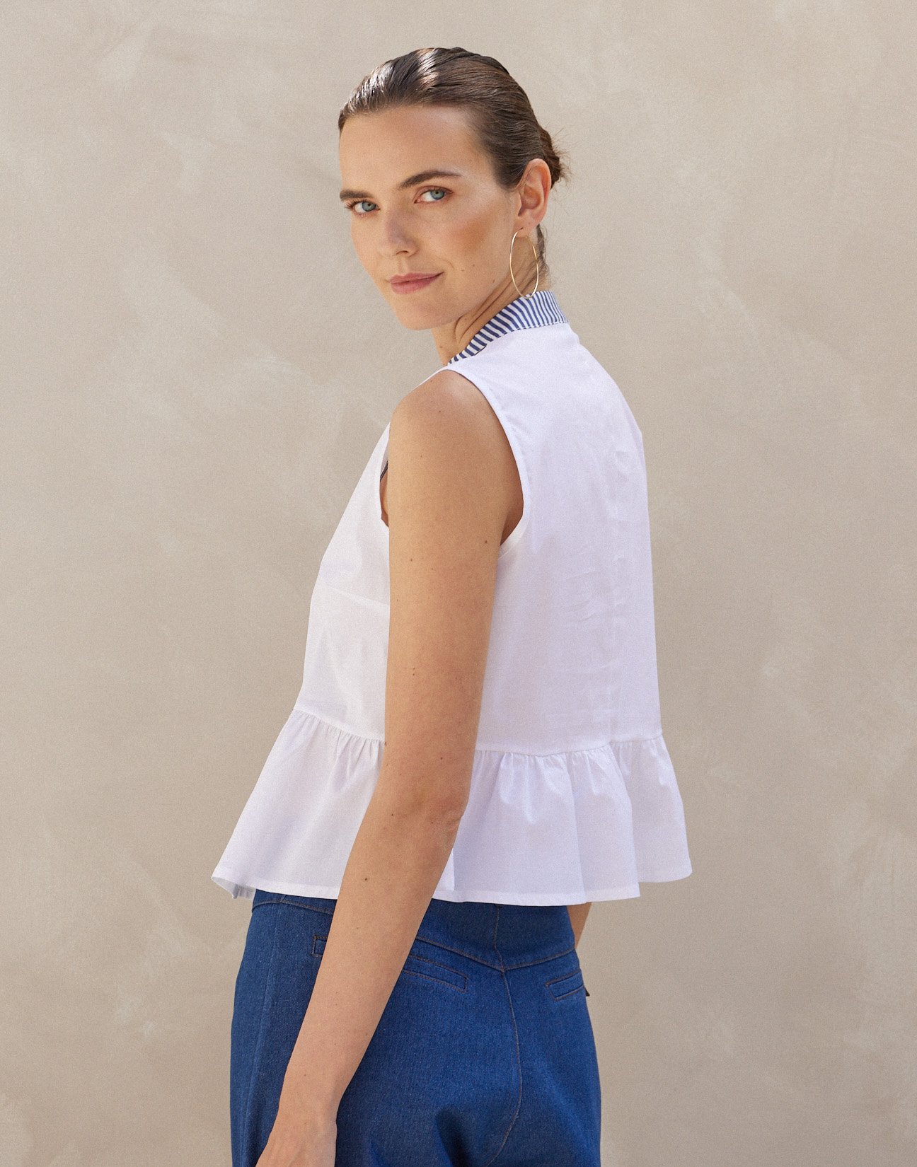 Matching fabric poplin blouse