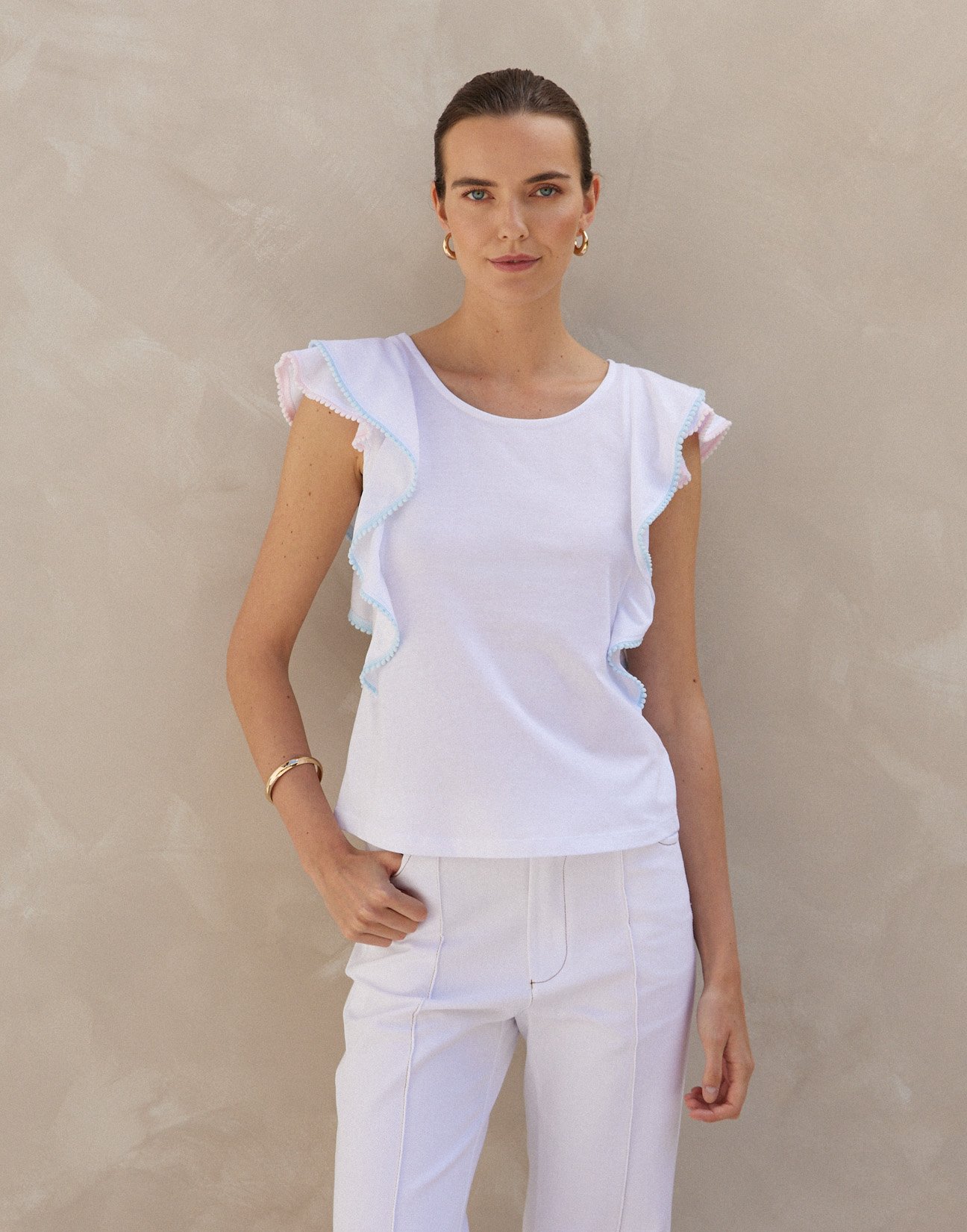 Top with ruffles