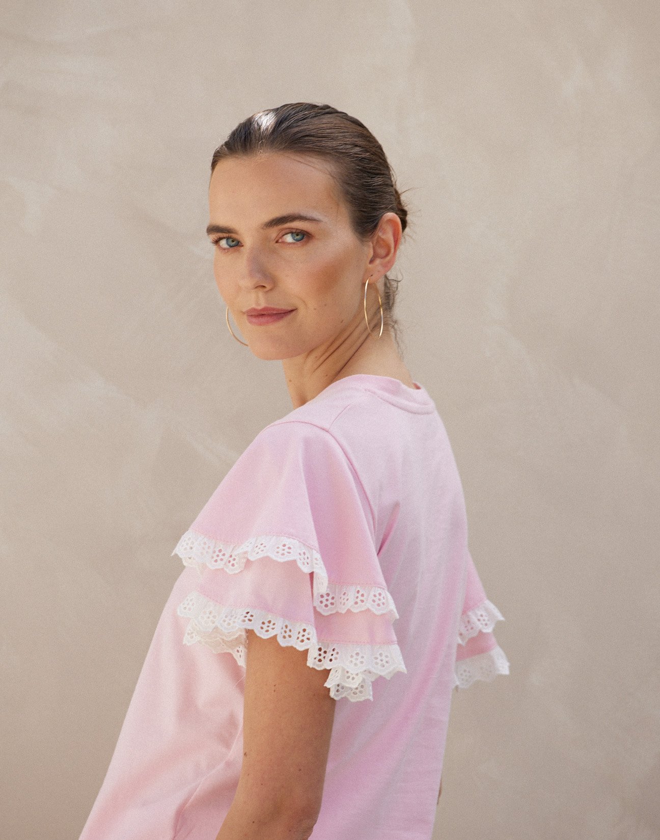 Ruffled blouse with embroidery detail